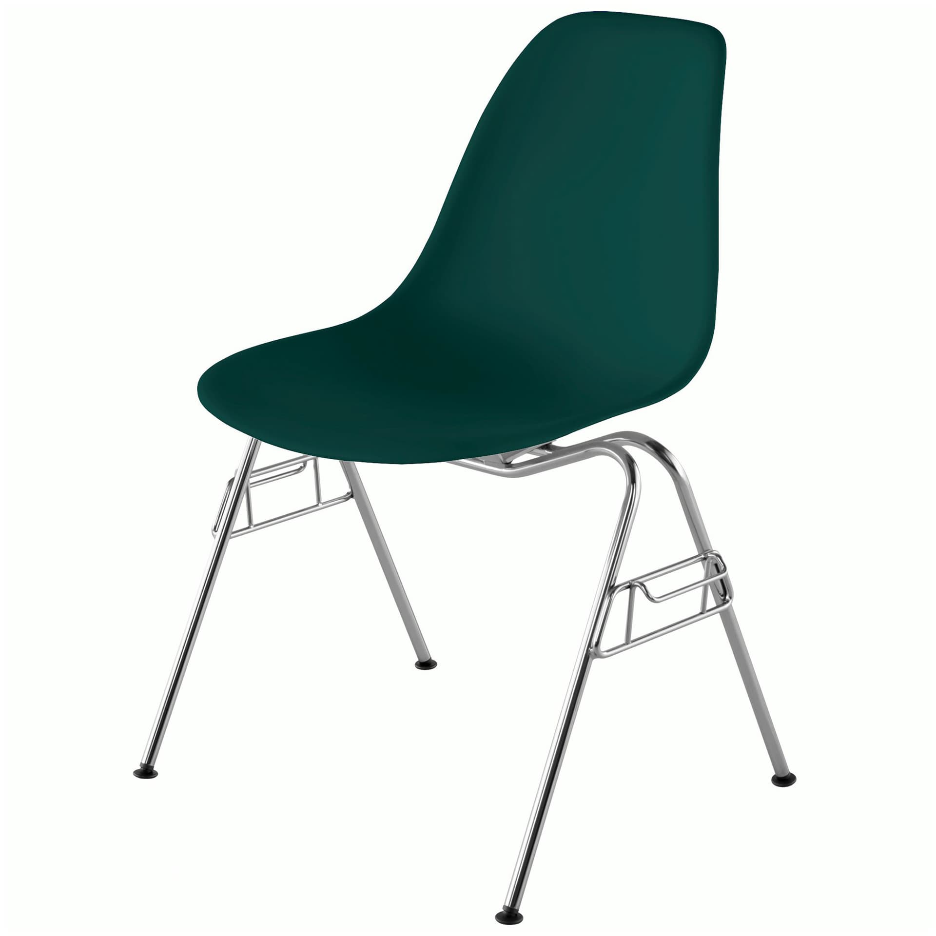 eames molded plastic side chair with stacking base / evergreen shell / standard glides
