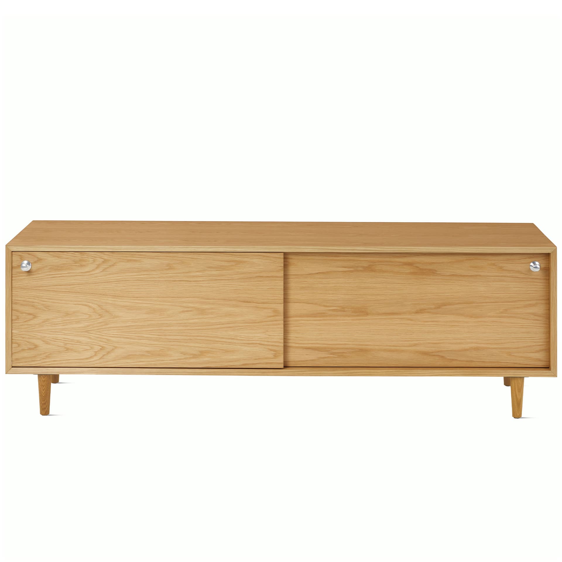 Nelson Basic Cabinet Series Media Unit / tapered legs / aluminum pawn pulls / white oak finish