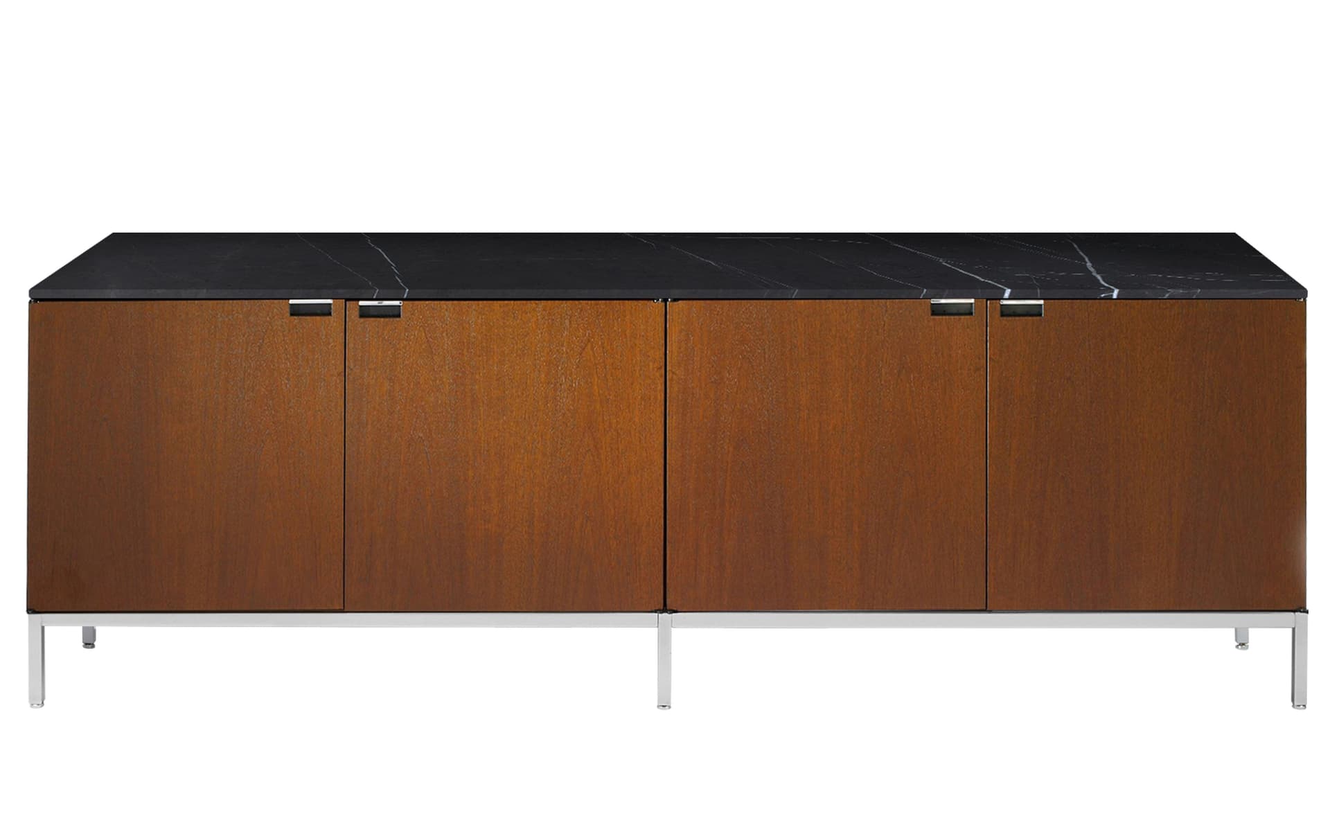 2544M / all cabinets / polished chrome base / medium brown mahogany body / satin coated nero marquina marble top / no central locking system