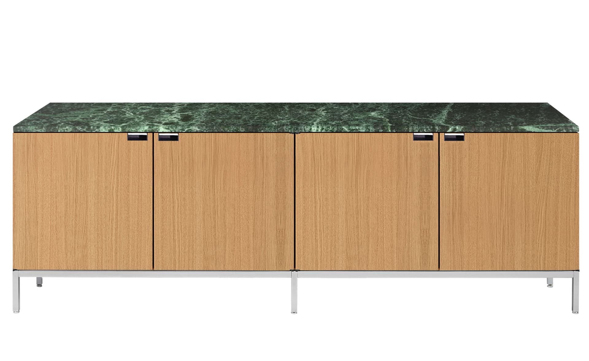 2544M / all cabinets / polished chrome base / natural oak body / satin coated verdi alpi marble top / no central locking system