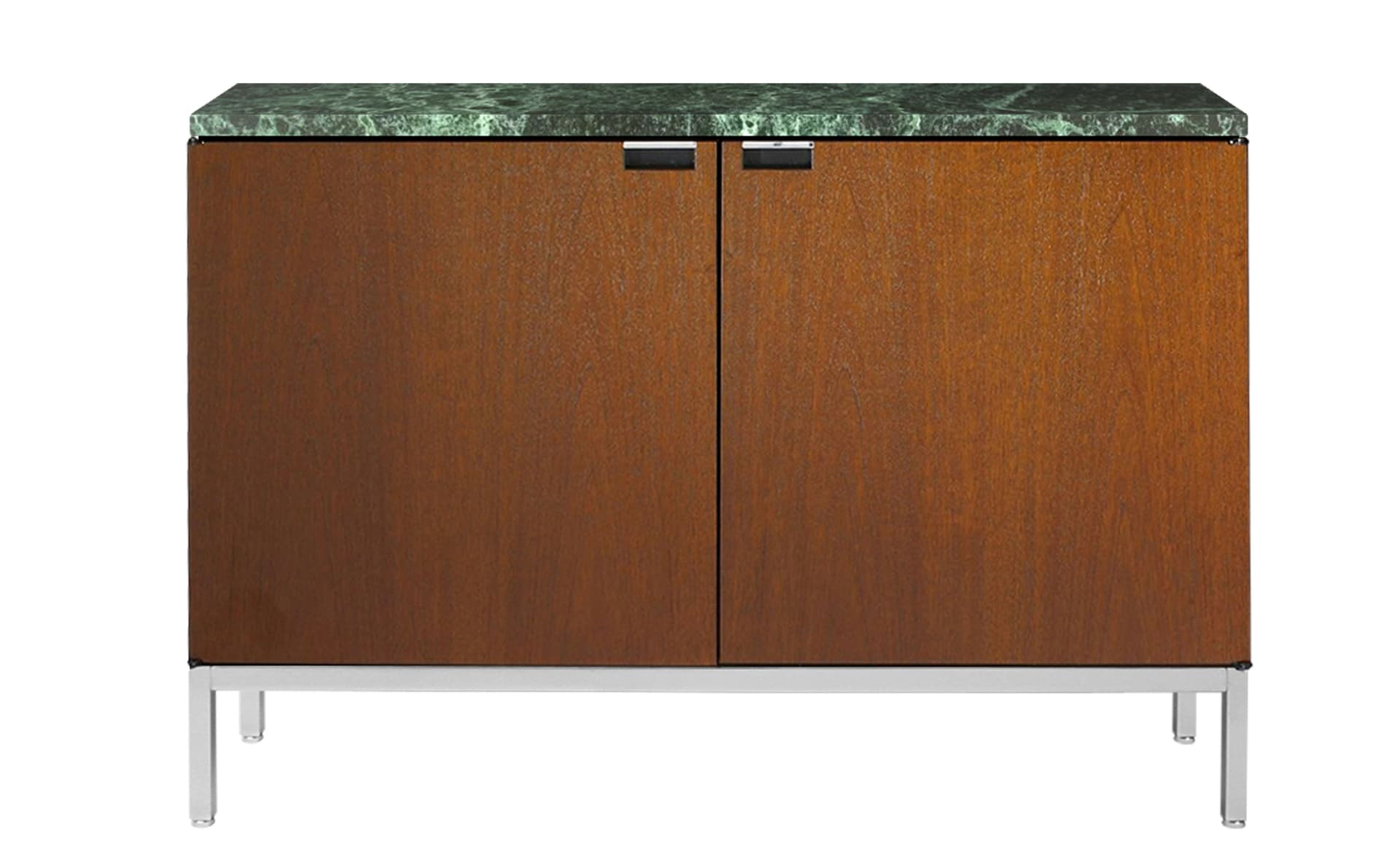 2545M / two cabinets / polished chrome base / medium brown mahogany body / polished coated verde alpi marble top / no central locking system
