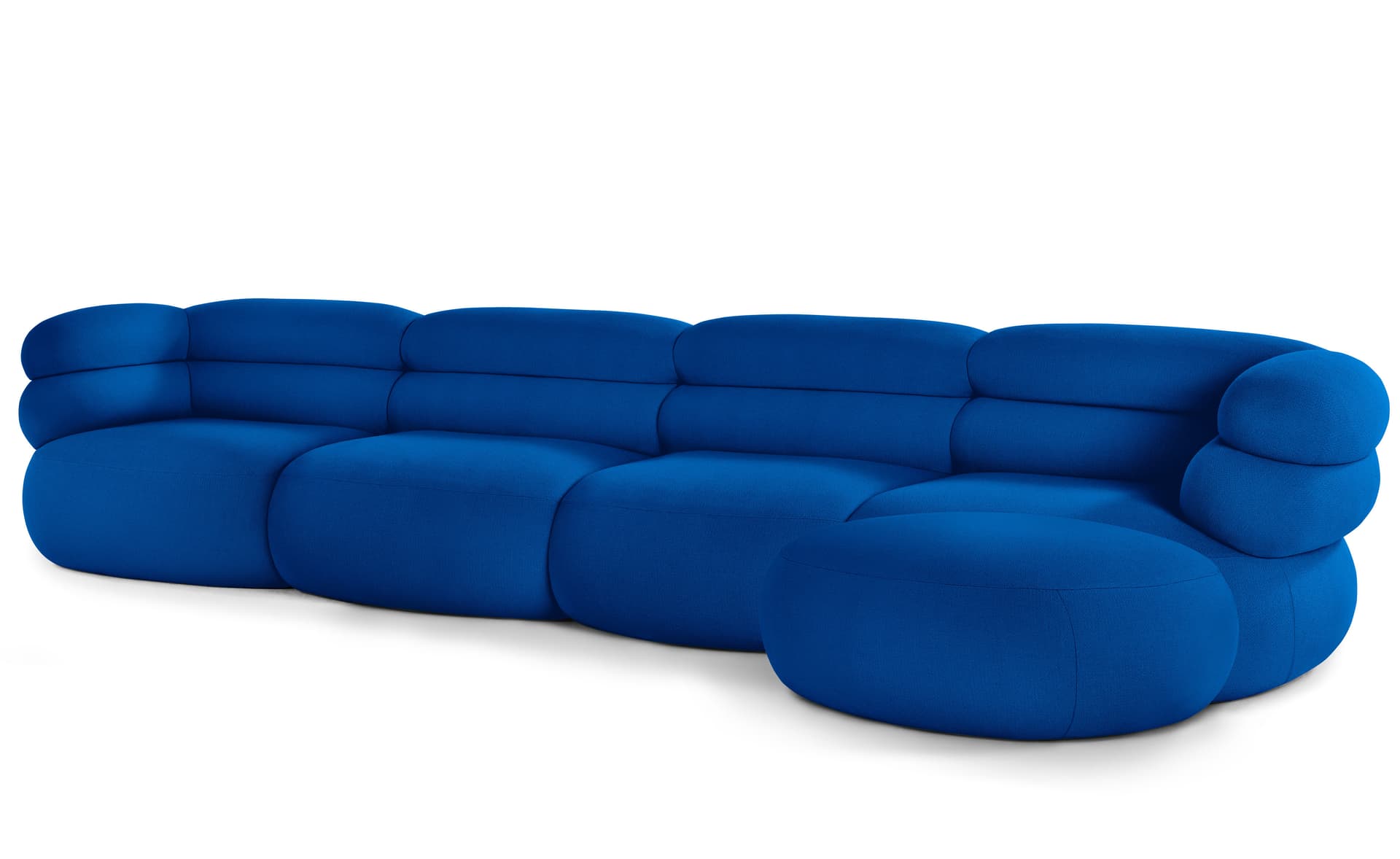 Biboni Sofa Four Seater with Chaise / chaise on left, when seated / stretch appeal - cobalt (K21887)