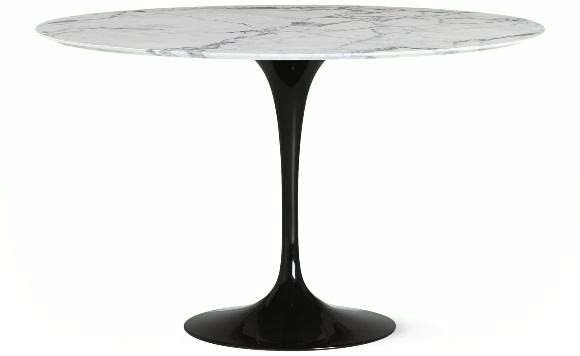 saarinen dining table - 47" round / high gloss - black / polished marble - arabescato