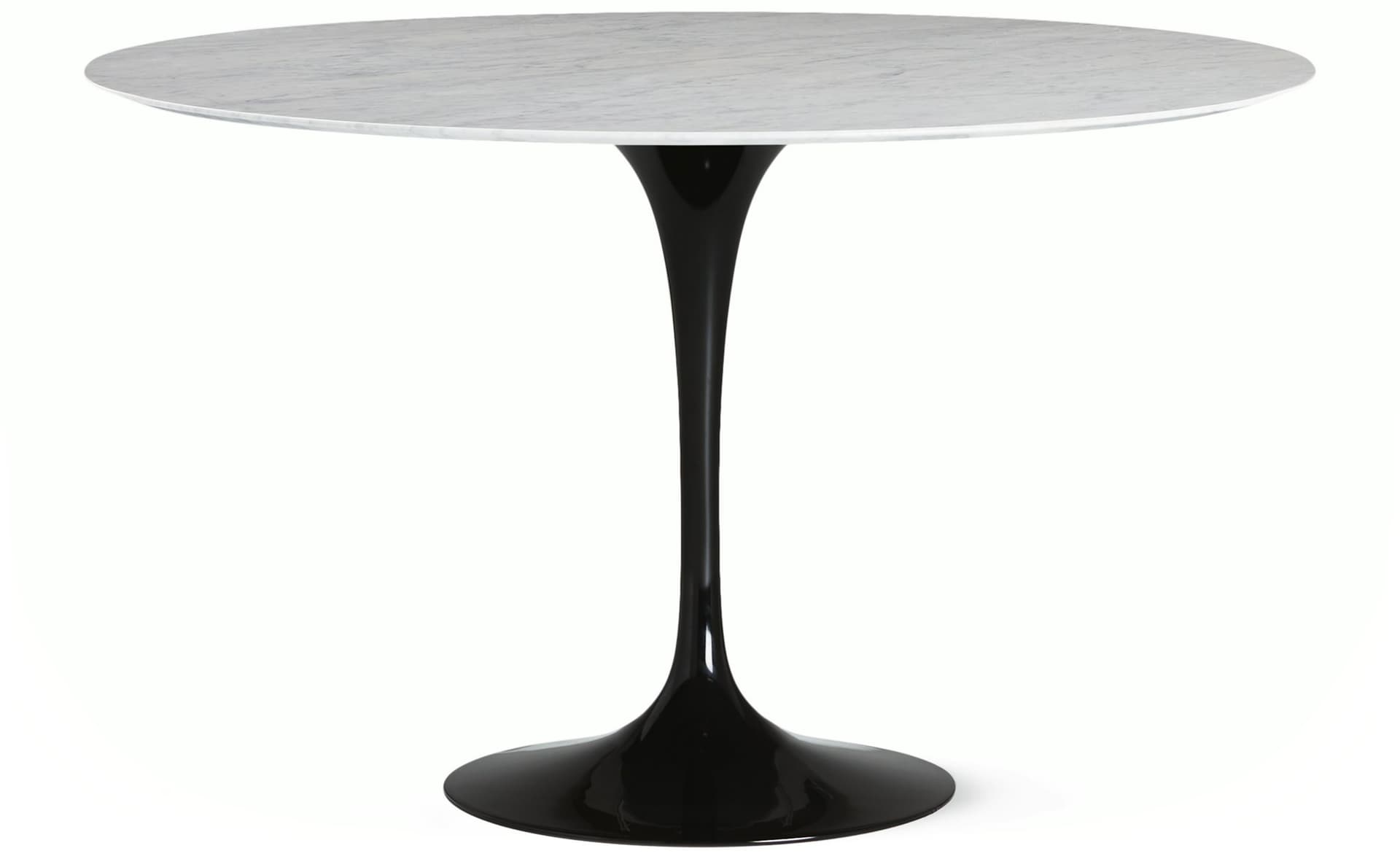 saarinen dining table - 47" round / high gloss - black / satin marble - carrara