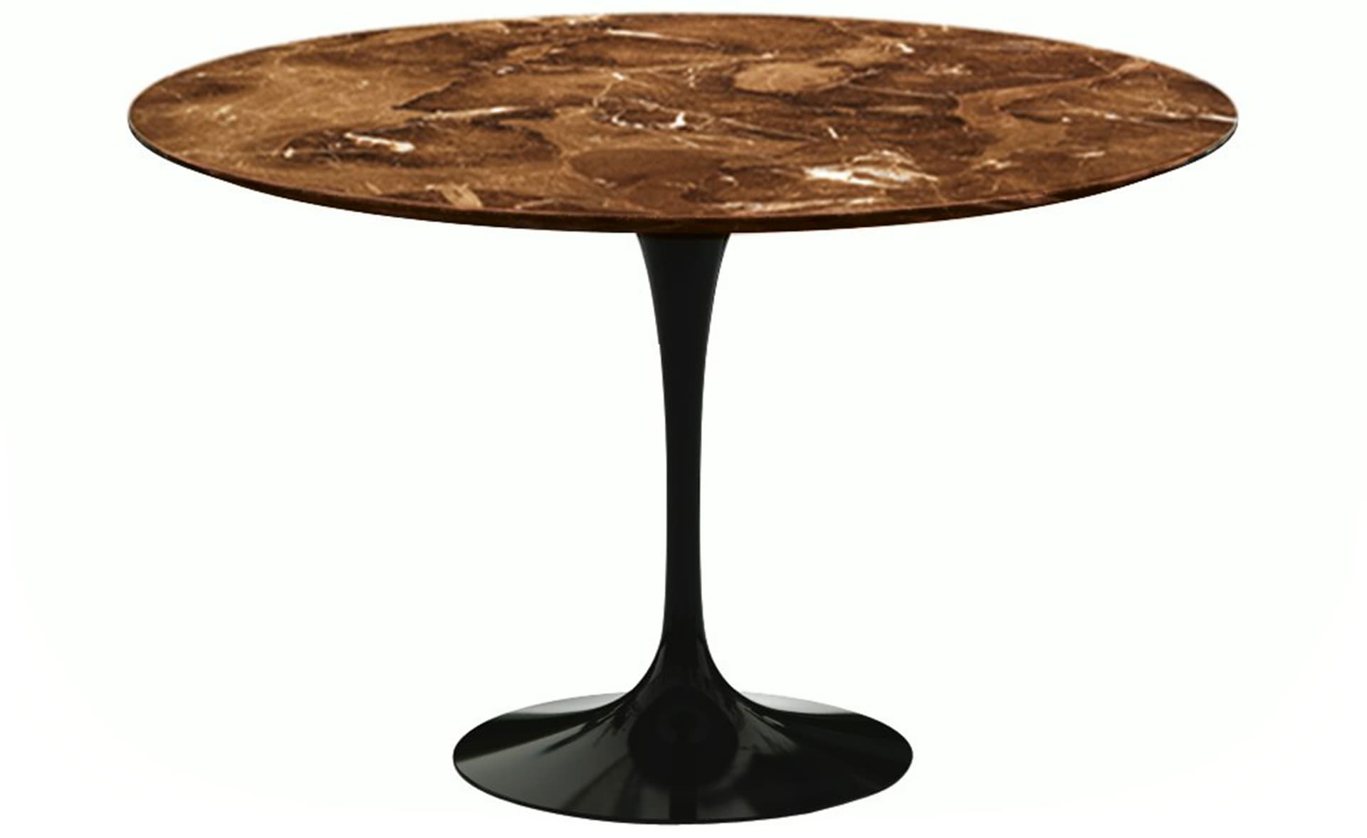 saarinen dining table - 47" round / high gloss - black / satin marble - espresso