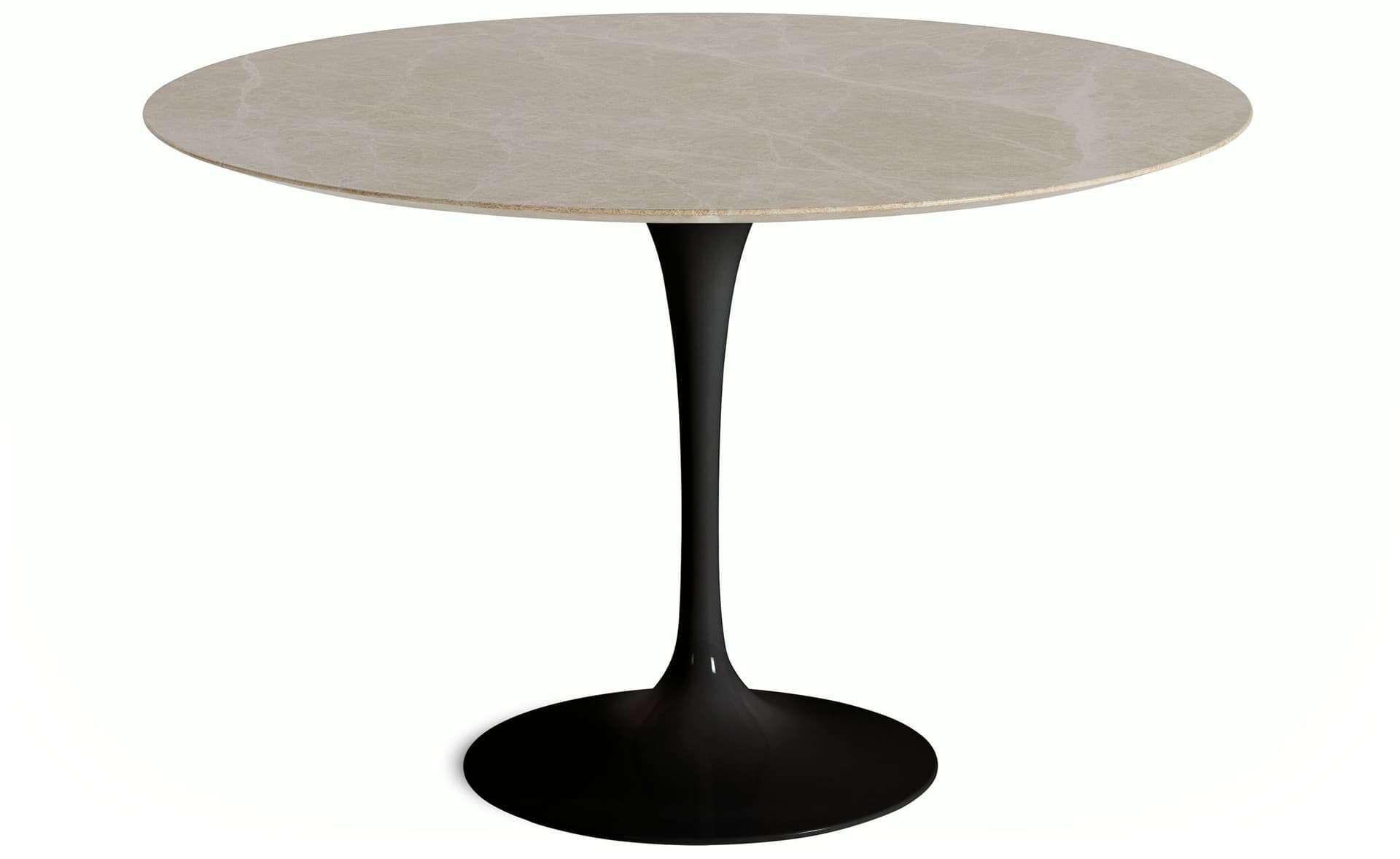 saarinen dining table - 47" round / high gloss - black / polished marble - emperador light
