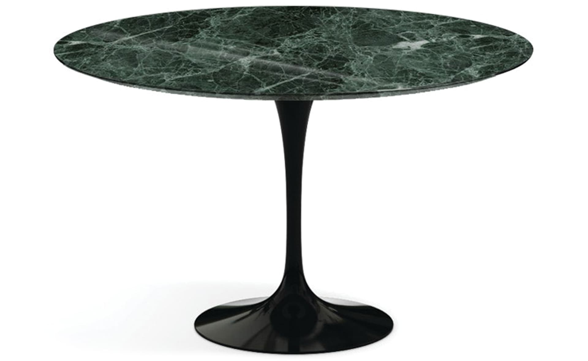 saarinen dining table - 47" round / high gloss - black / satin marble - verde alpi