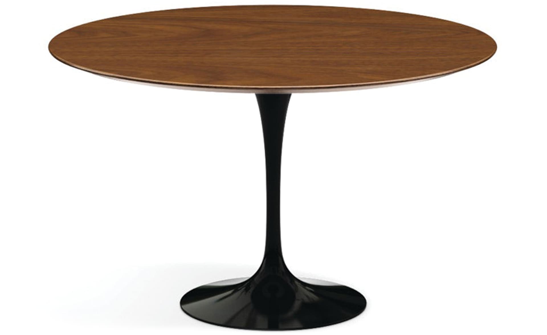 saarinen dining table - 47" round / high gloss - black / veneer - light walnut