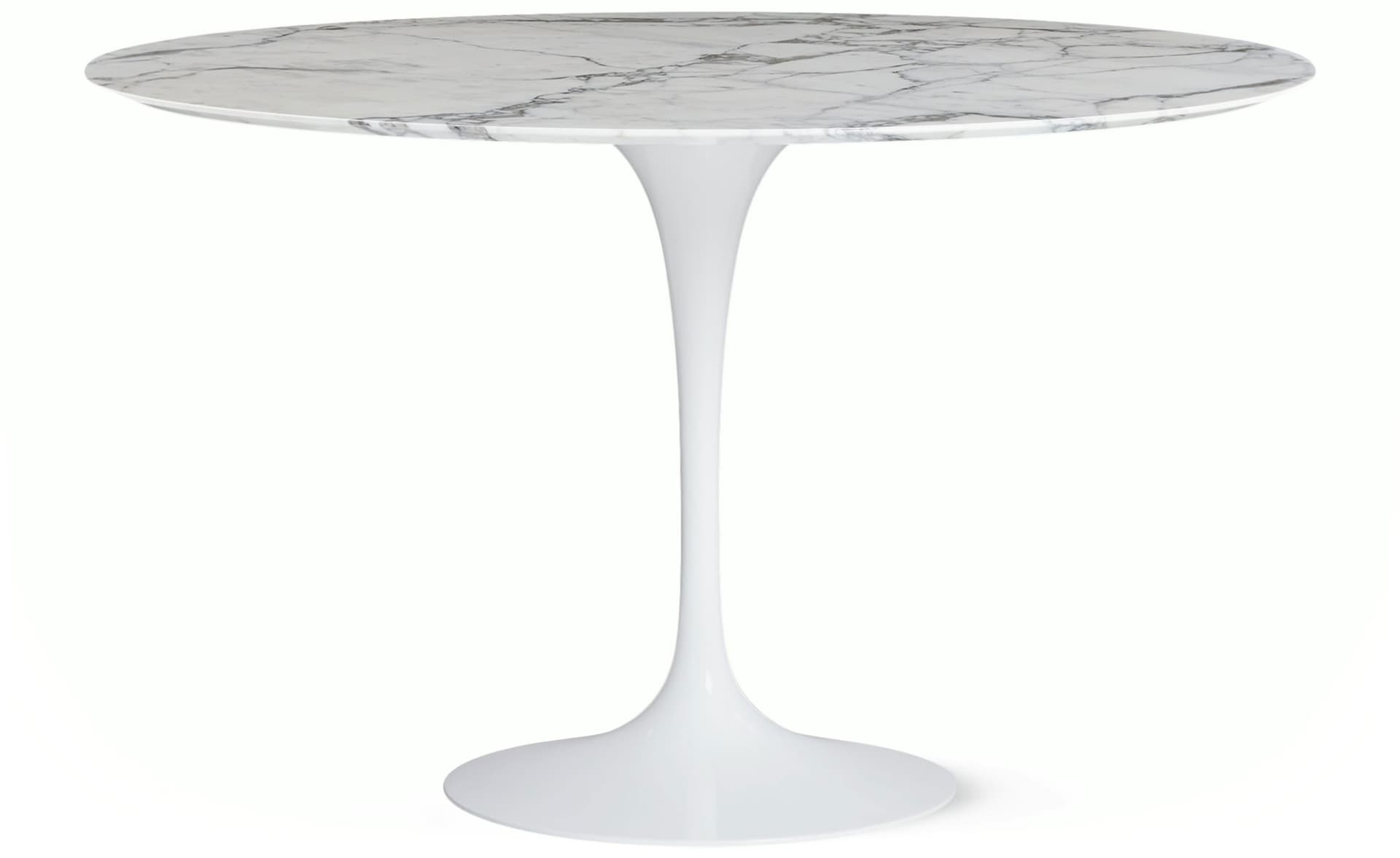 saarinen dining table - 47" round / high gloss - white / polished marble - arabescato