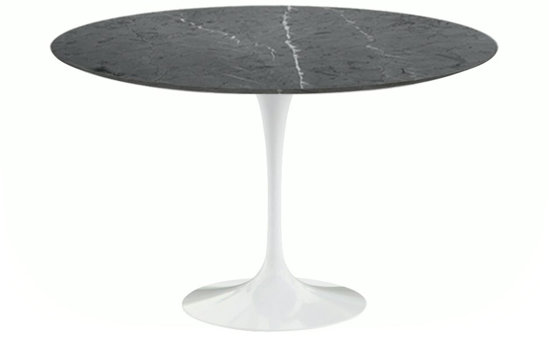 saarinen dining table - 47" round / high gloss - white / polished marble - grigio marquina