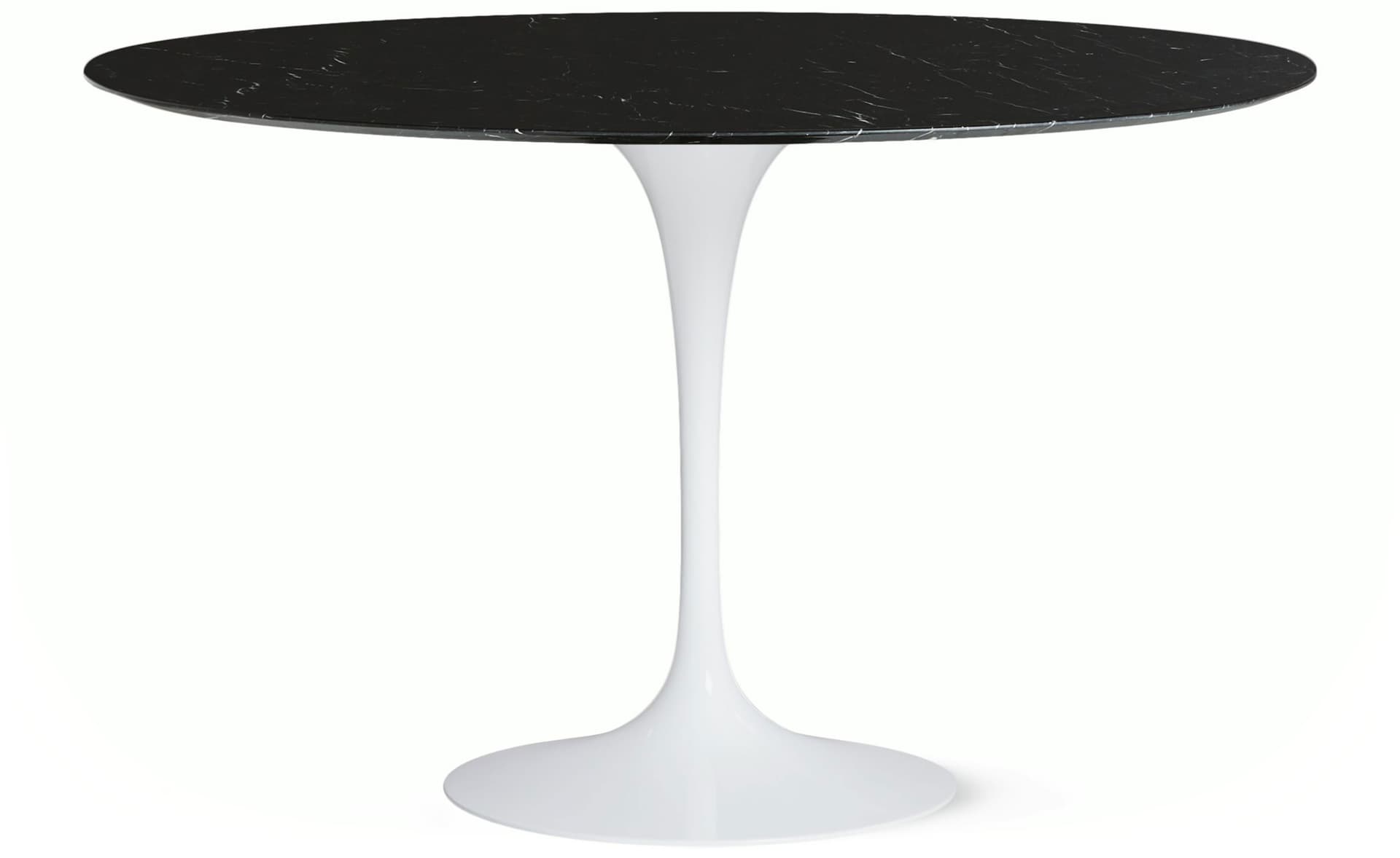 saarinen dining table - 47" round / high gloss - white / satin marble - nero marquina