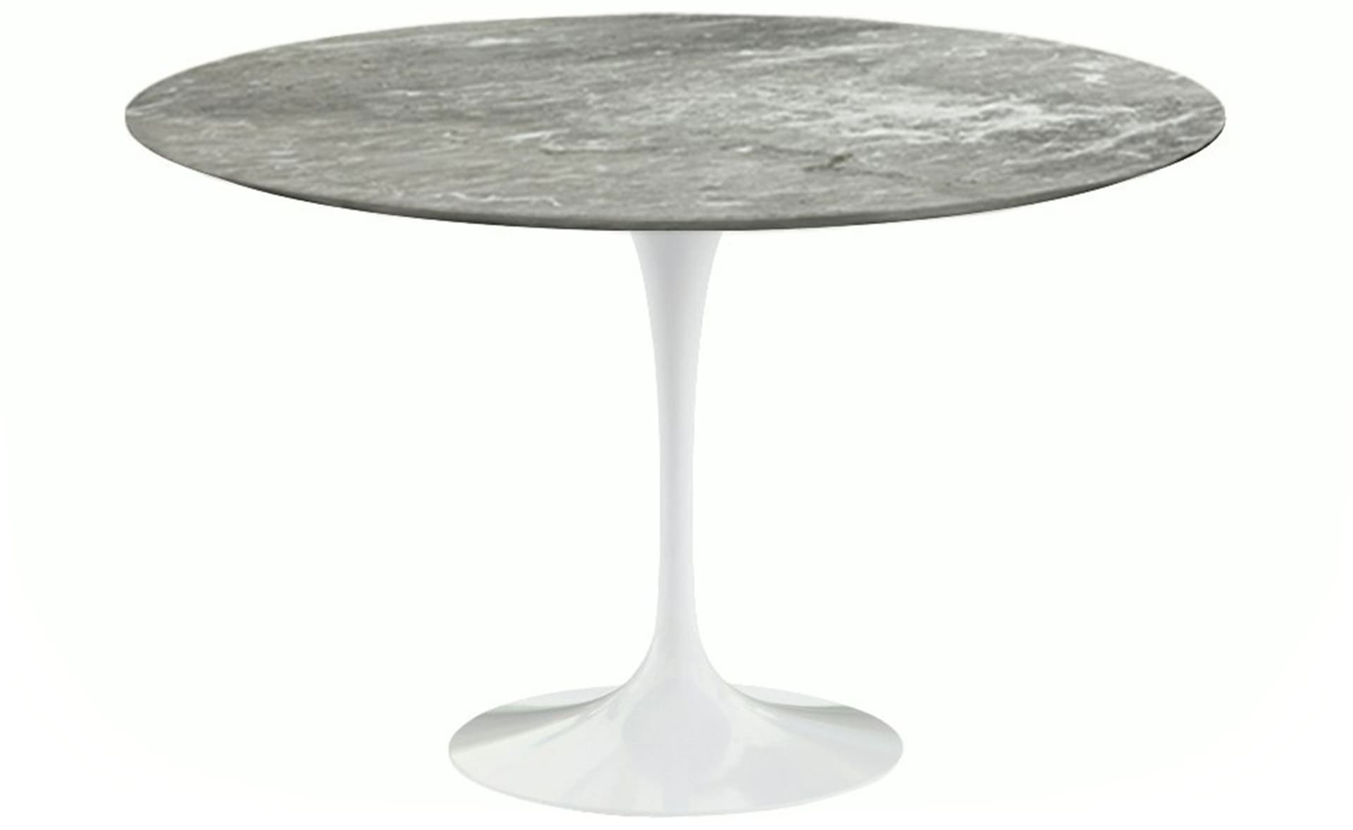 saarinen dining table - 47" round / high gloss - white / satin marble - grey