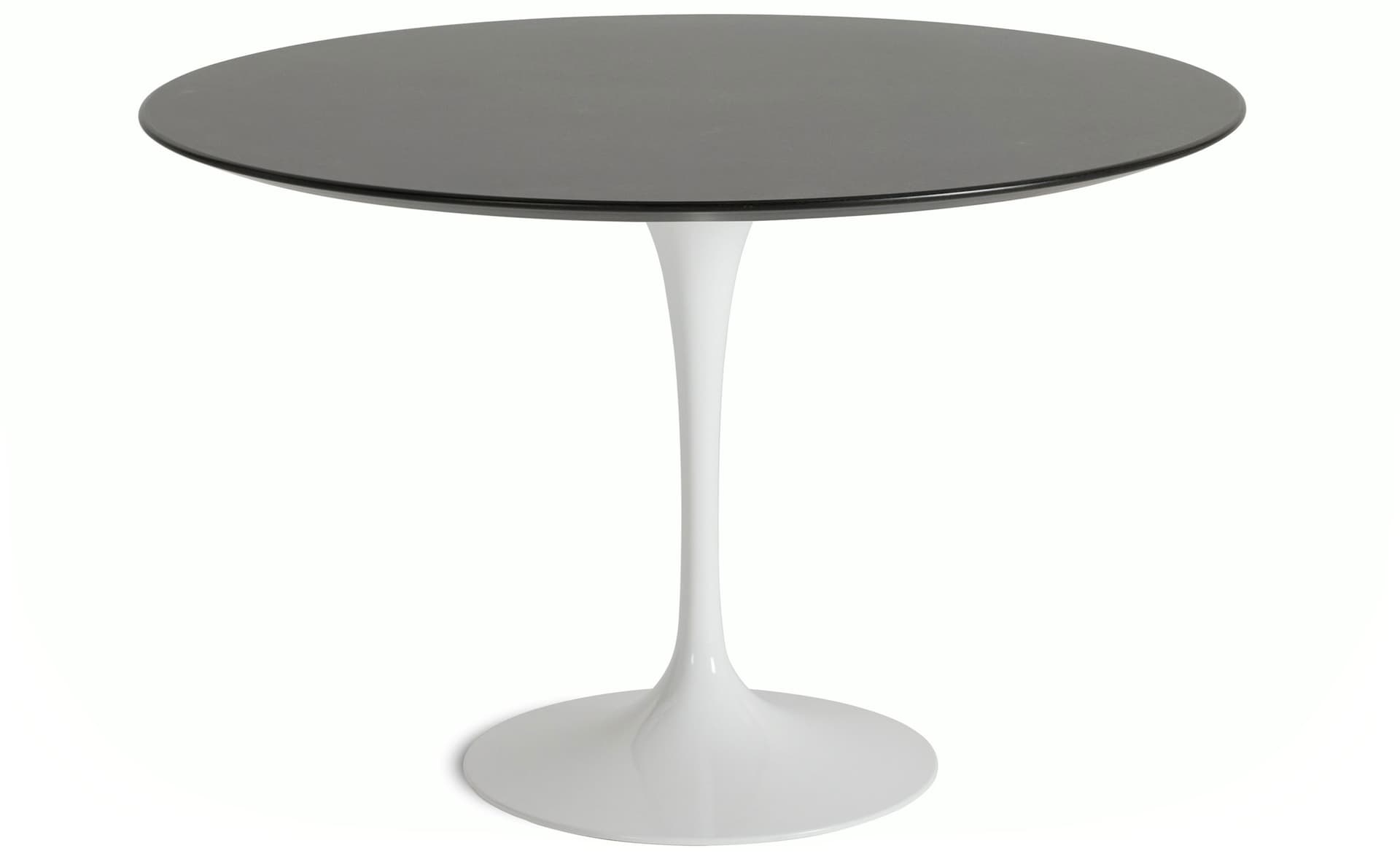 saarinen dining table - 47" round / high gloss - white / veneer - topo noir
