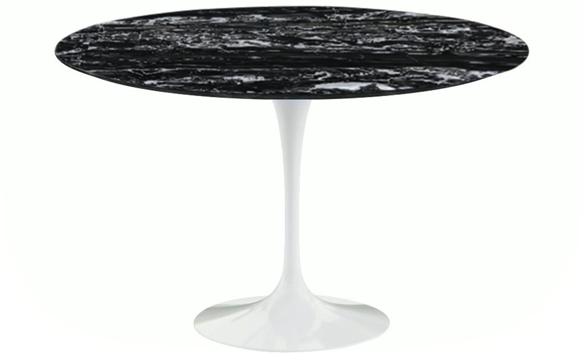 saarinen dining table - 47" round / high gloss - white / polished marble - portoro