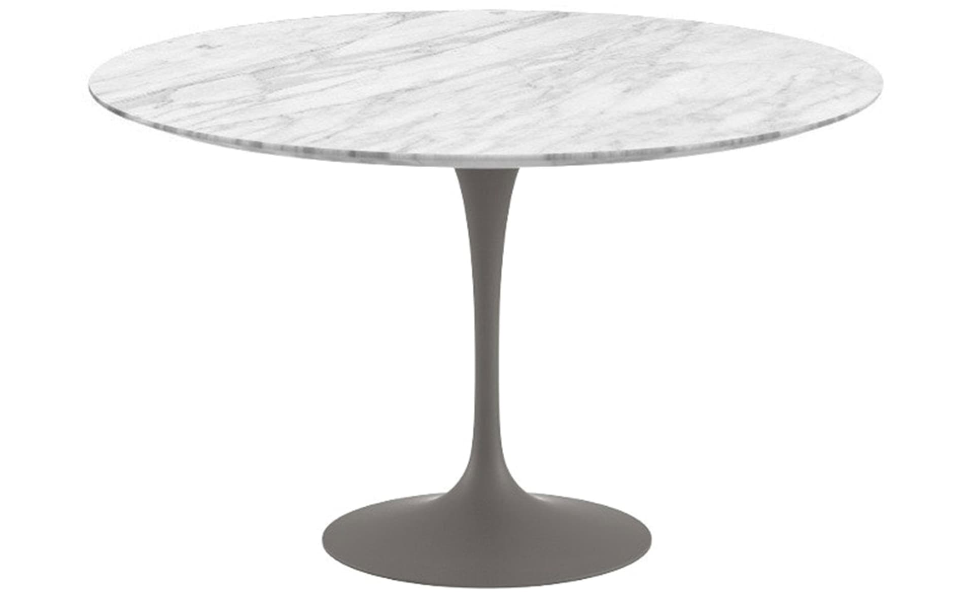 saarinen dining table - 47" round / satin - grey / polished marble - carrara