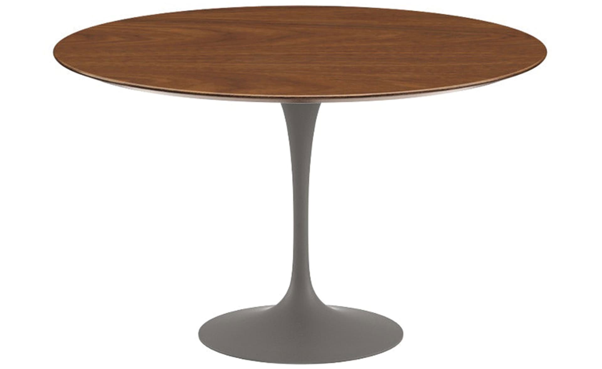 saarinen dining table - 47" round / satin - grey / veneer - light walnut