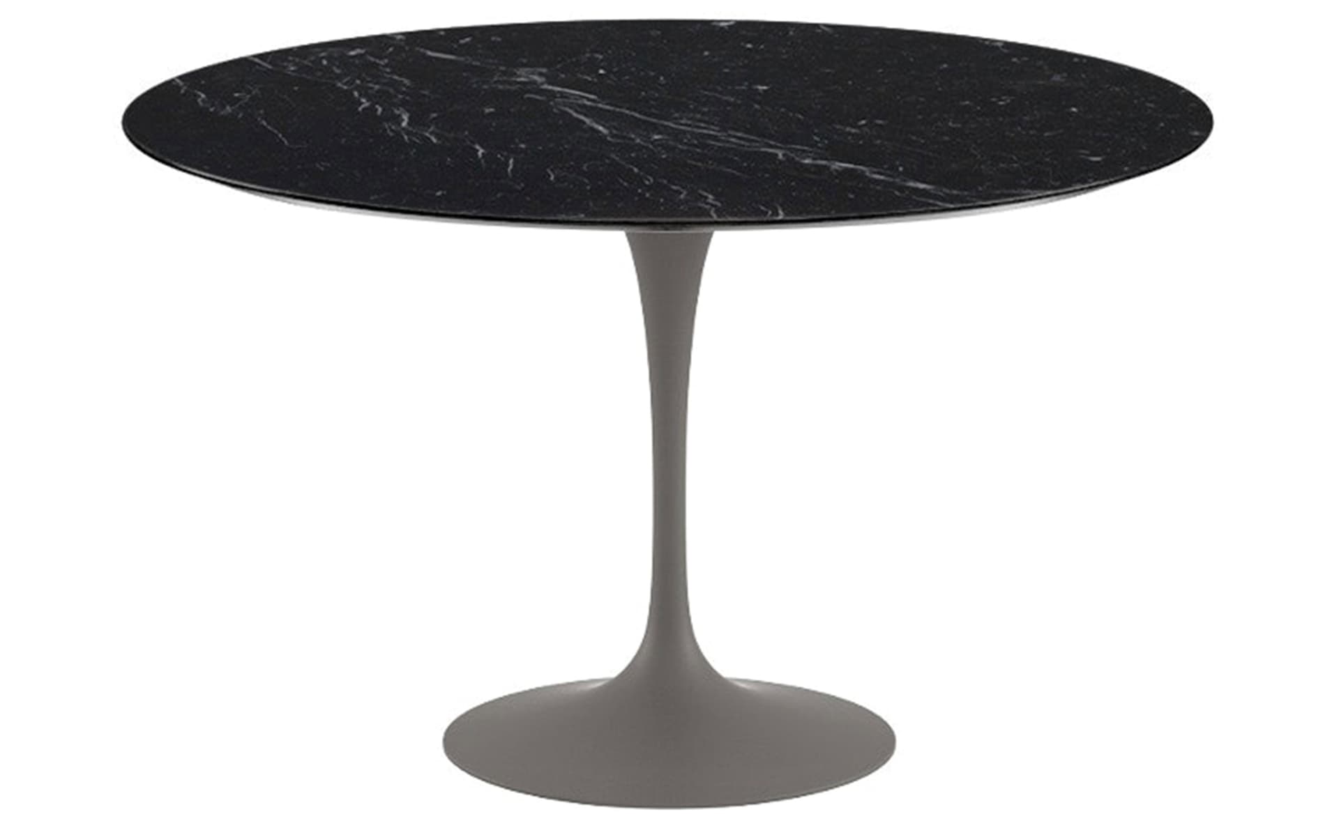 saarinen dining table - 47" round / satin - grey / polished marble - nero marquina