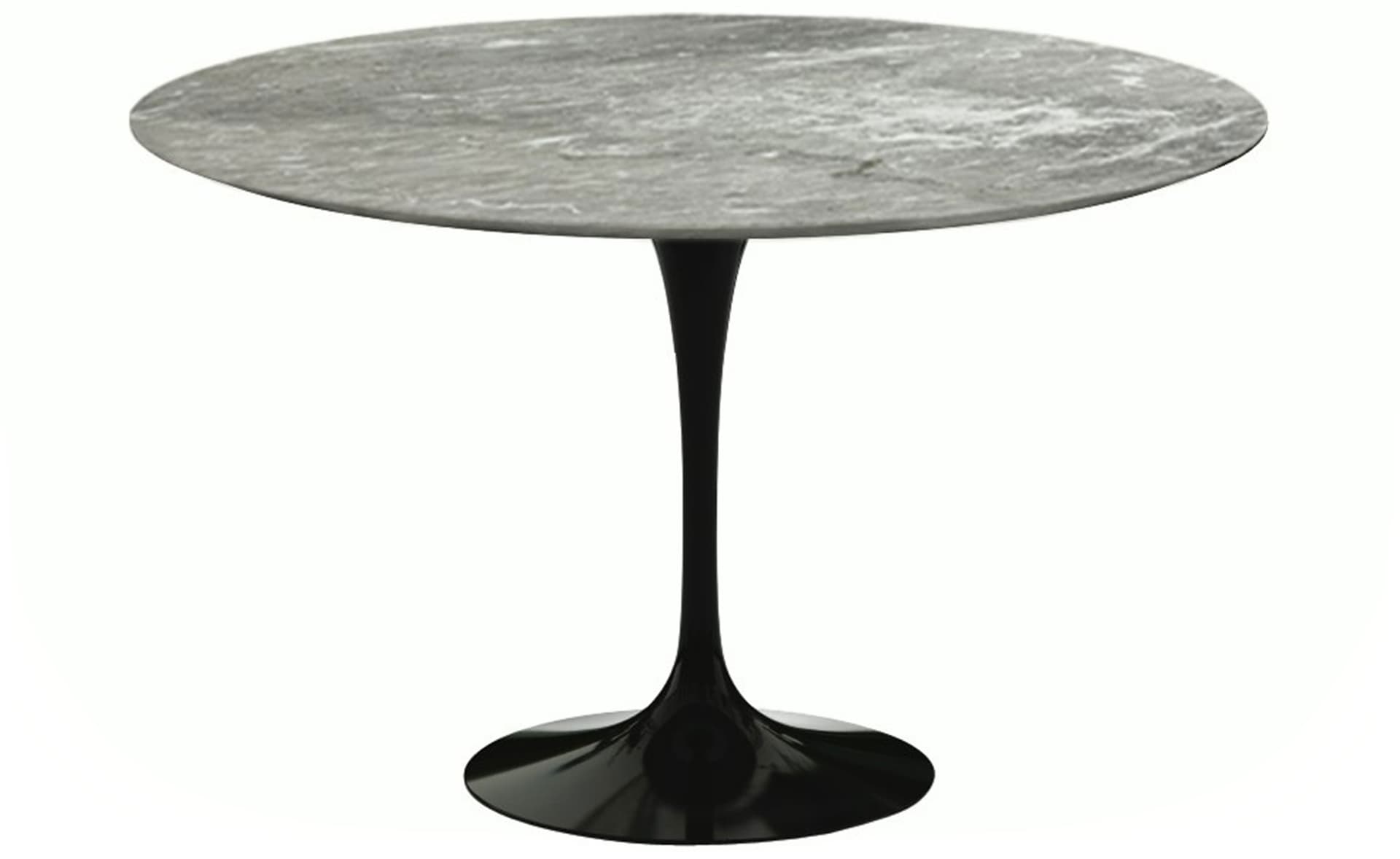 saarinen dining table - 54" round / high gloss - black / polished marble - grey