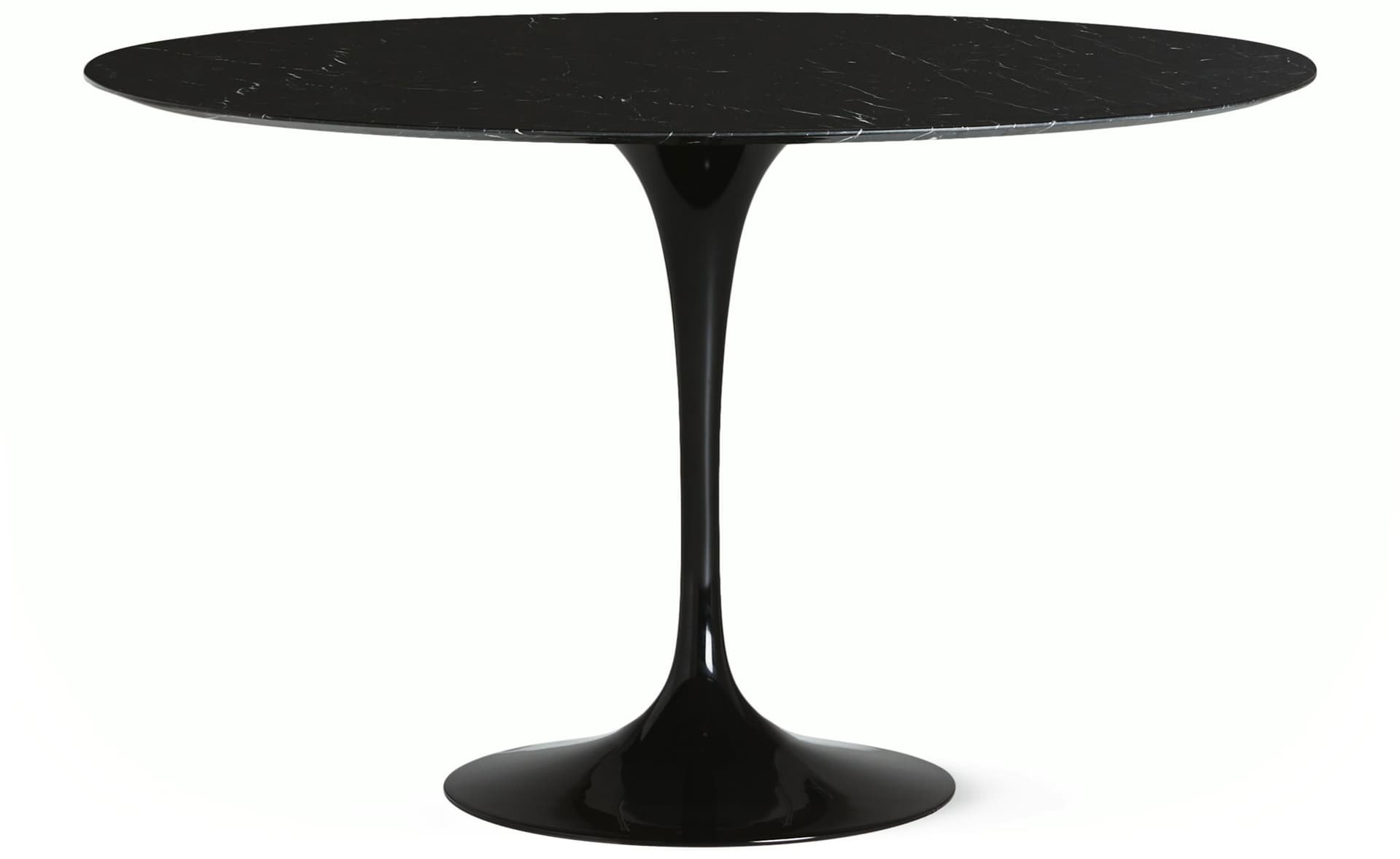saarinen dining table - 54" round / high gloss - black / polished marble - nero marquina