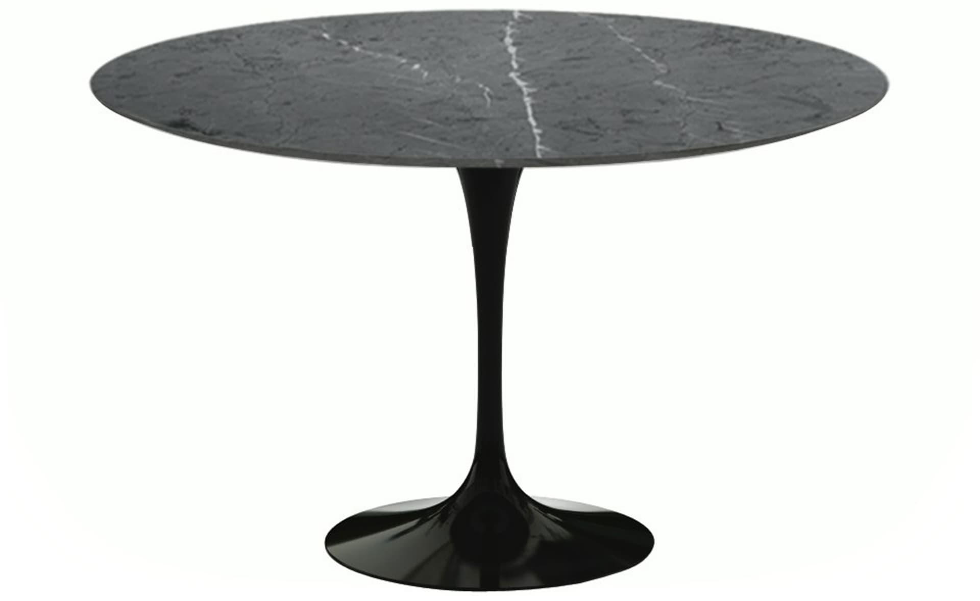 saarinen dining table - 54" round / high gloss - black / satin marble - grigio marquina