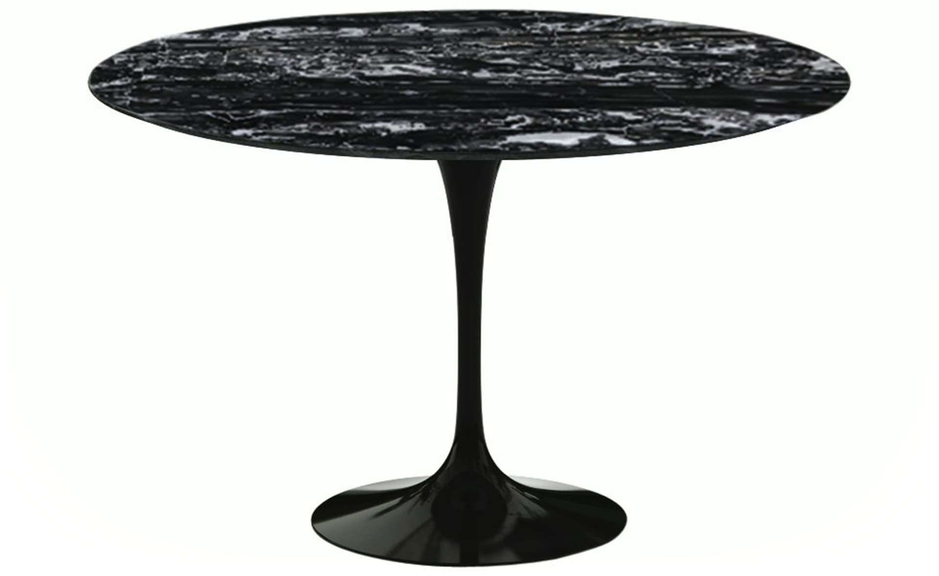 saarinen dining table - 54" round / high gloss - black / satin marble - portoro