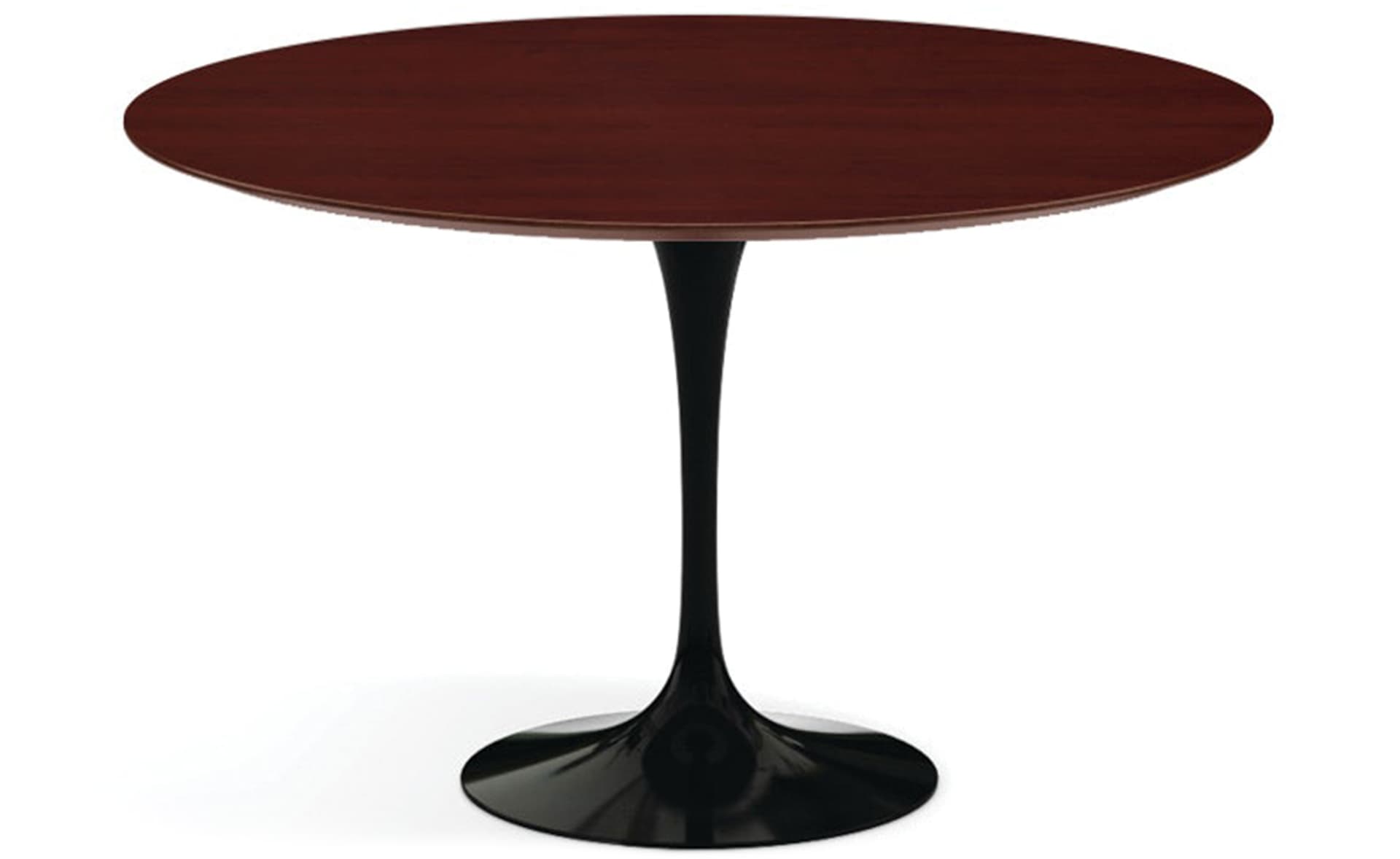 saarinen dining table - 54" round / high gloss - black / veneer - reff dark cherry