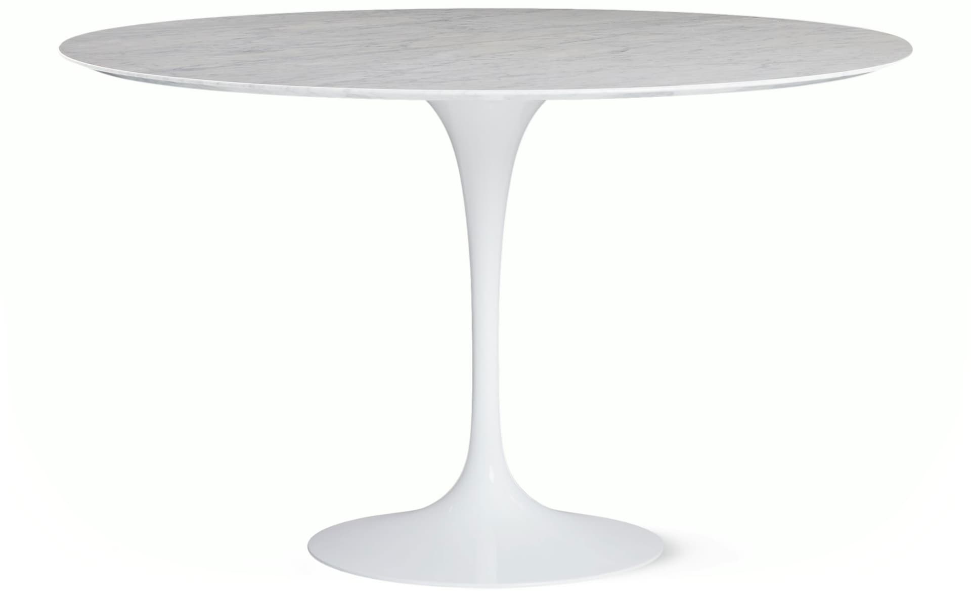 saarinen dining table - 54" round / high gloss - white / polished marble - carrara