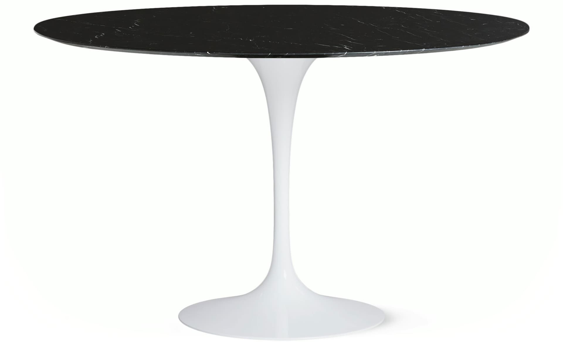 saarinen dining table - 54" round / high gloss - white / polished marble - nero marquina