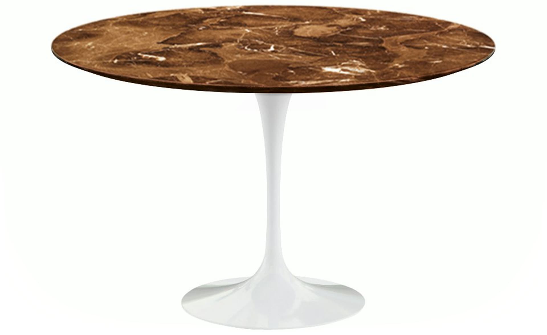 saarinen dining table - 54" round / high gloss - white / satin marble - espresso