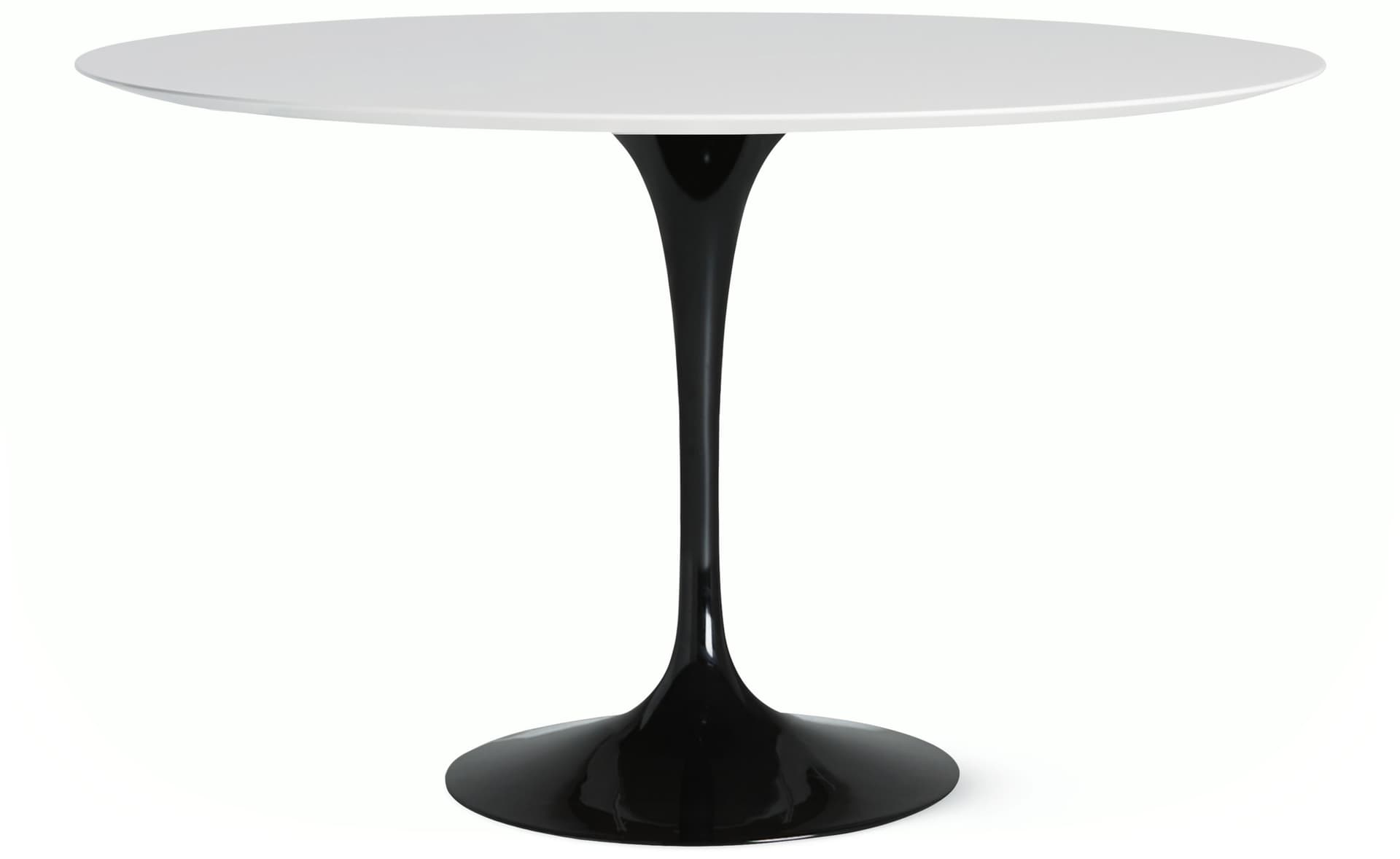 saarinen dining table - 54" round / high gloss - black / engineered stone - vetro bianco