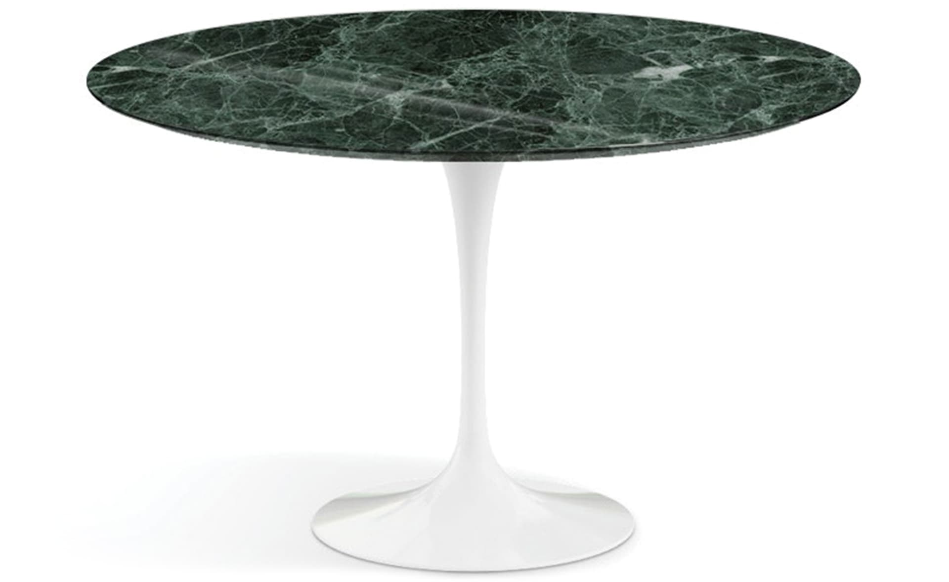 saarinen dining table - 54" round / high gloss - white / satin marble - verde alpi