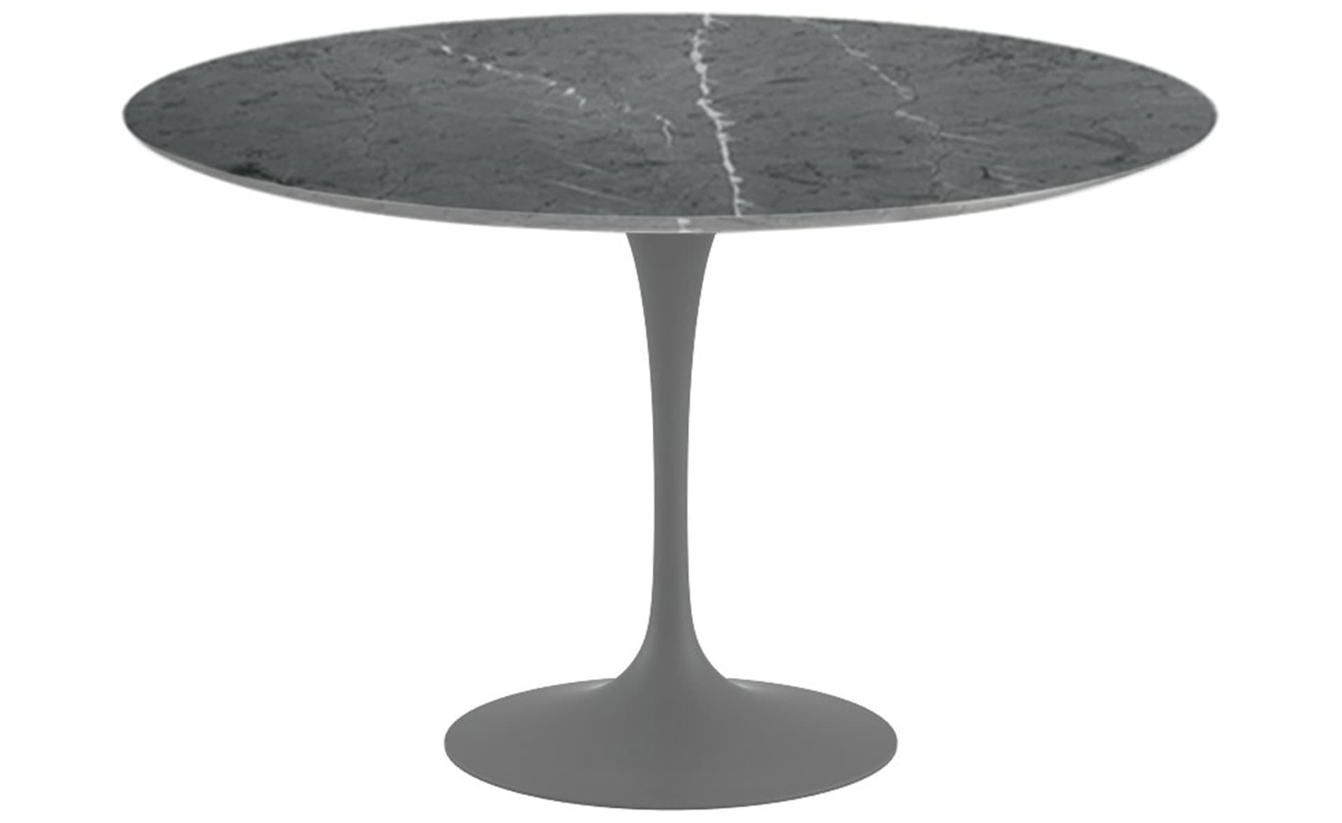 saarinen dining table - 54" round / satin - grey / polished marble - grigio marquina
