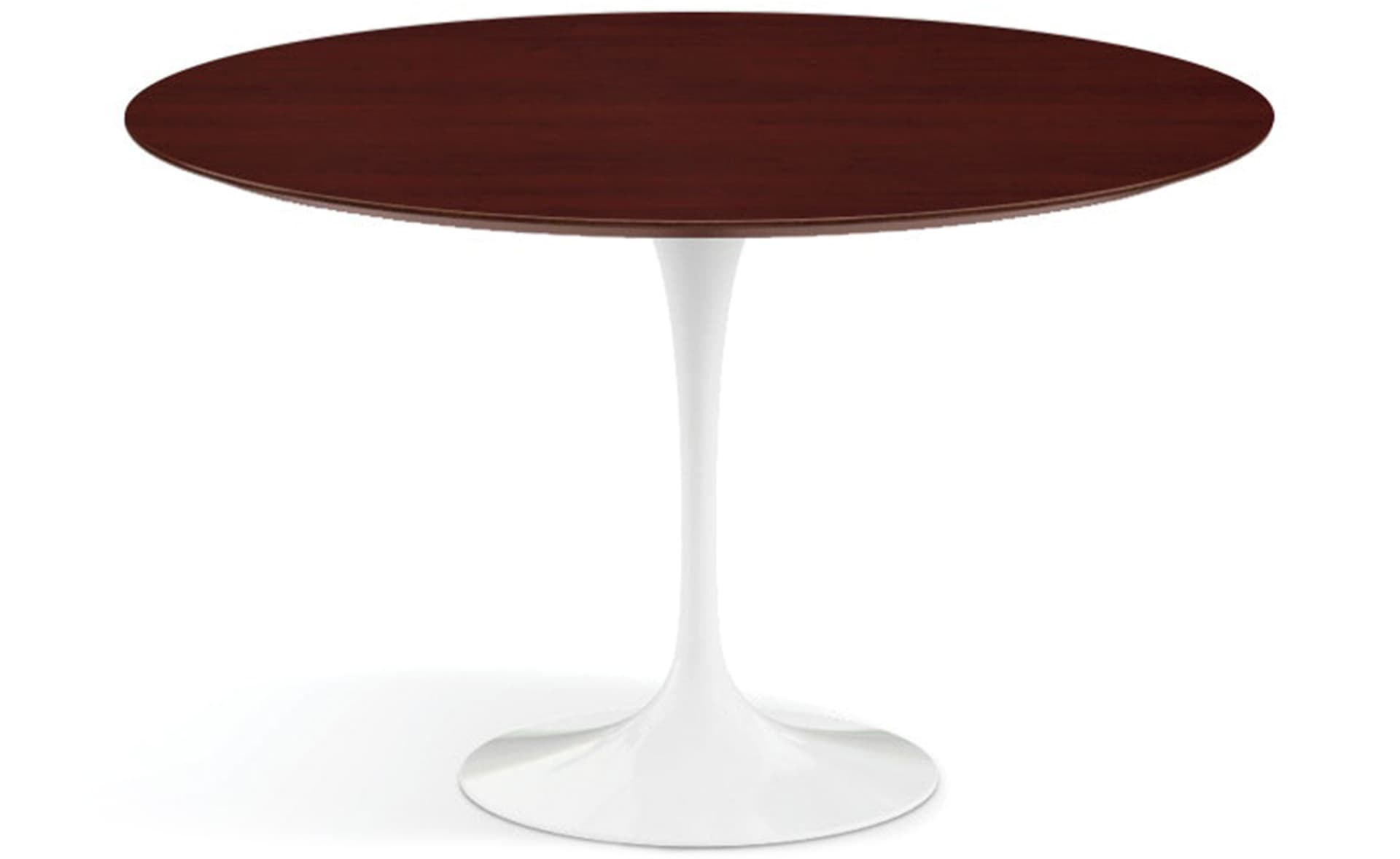 saarinen dining table - 54" round / high gloss - white / veneer - reff dark cherry