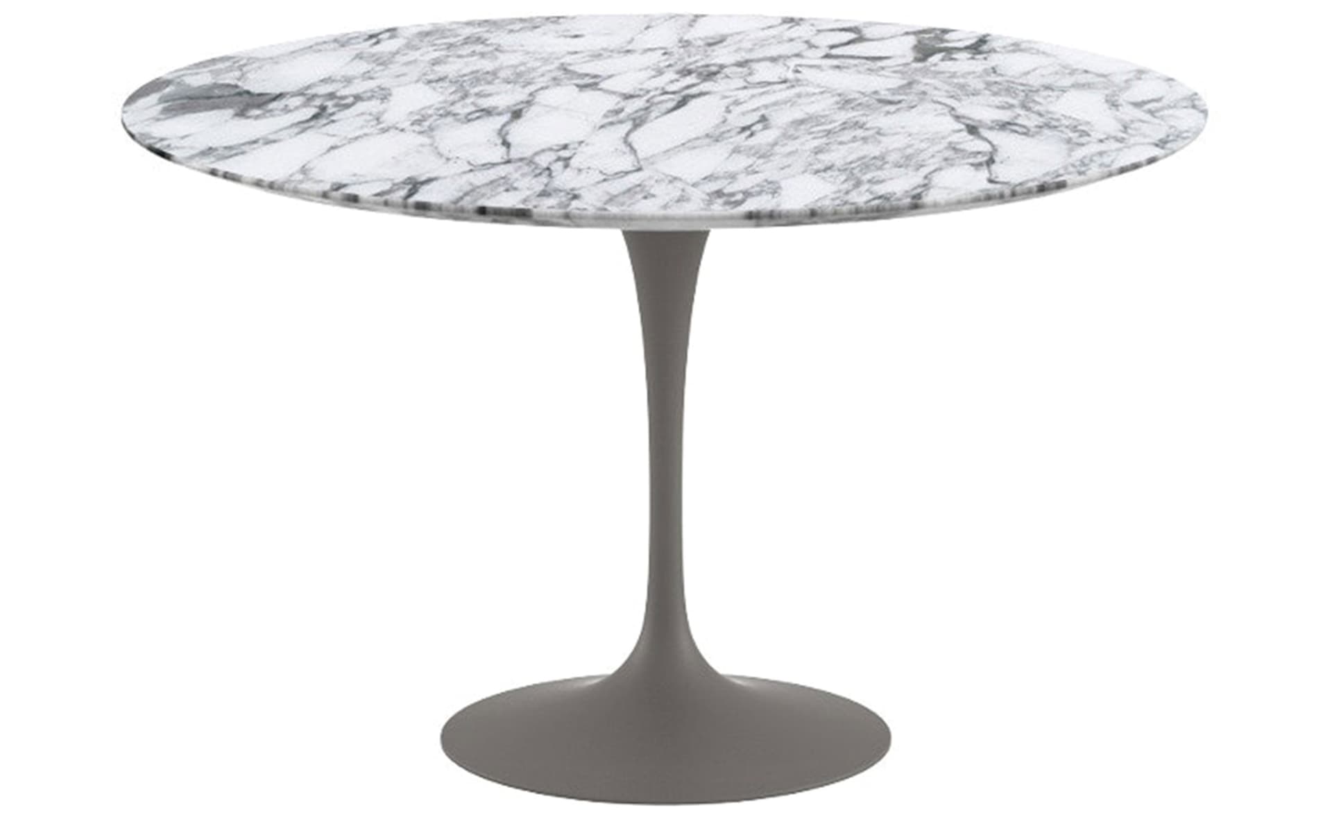 saarinen dining table - 54" round / satin - grey / satin marble - arabescato