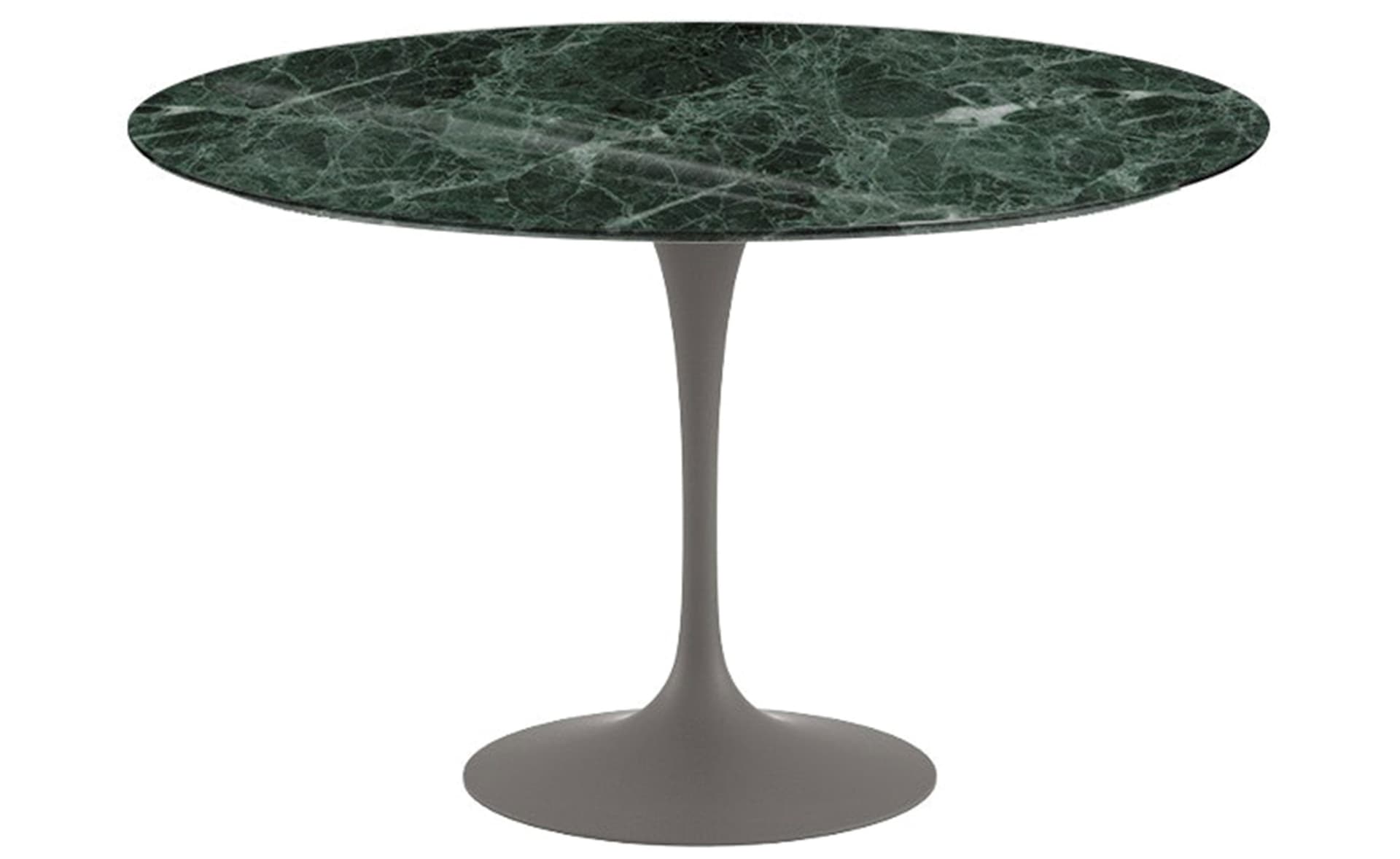 saarinen dining table - 54" round / satin - grey / polished marble - verde alpi