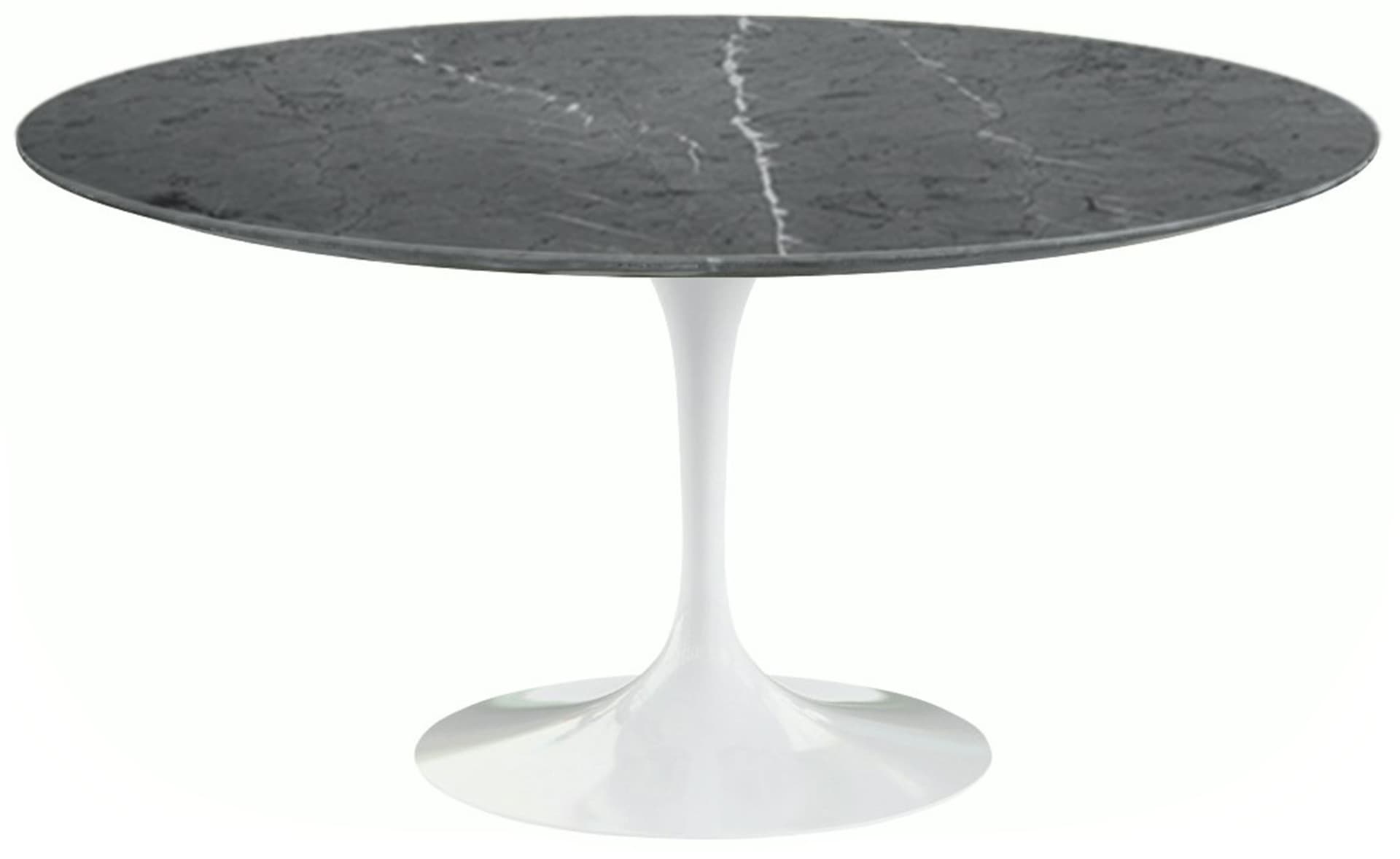 saarinen dining table - 60" round / high gloss - white / polished marble - grigio marquina