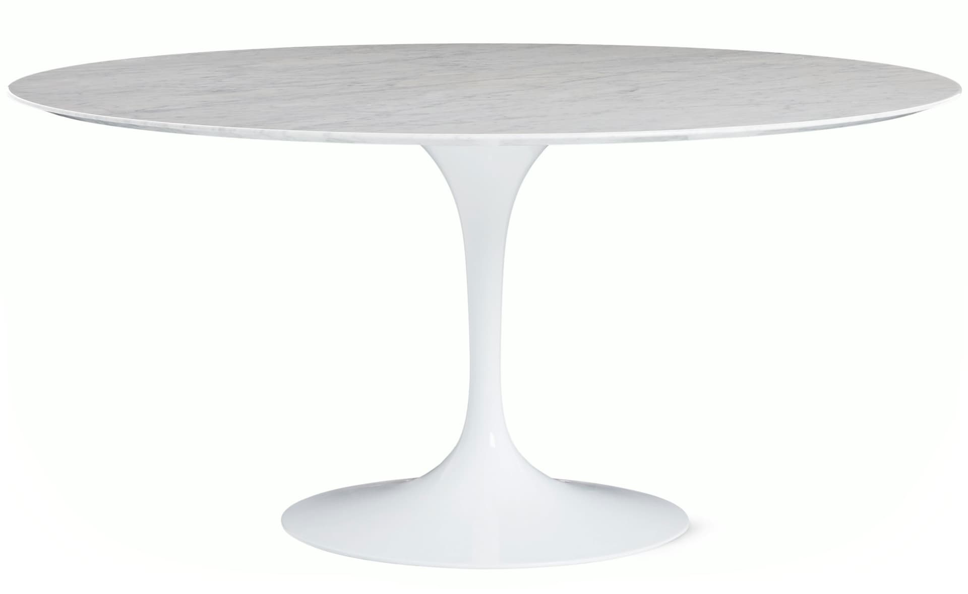 saarinen dining table - 60" round / high gloss - white / polished marble - carrara