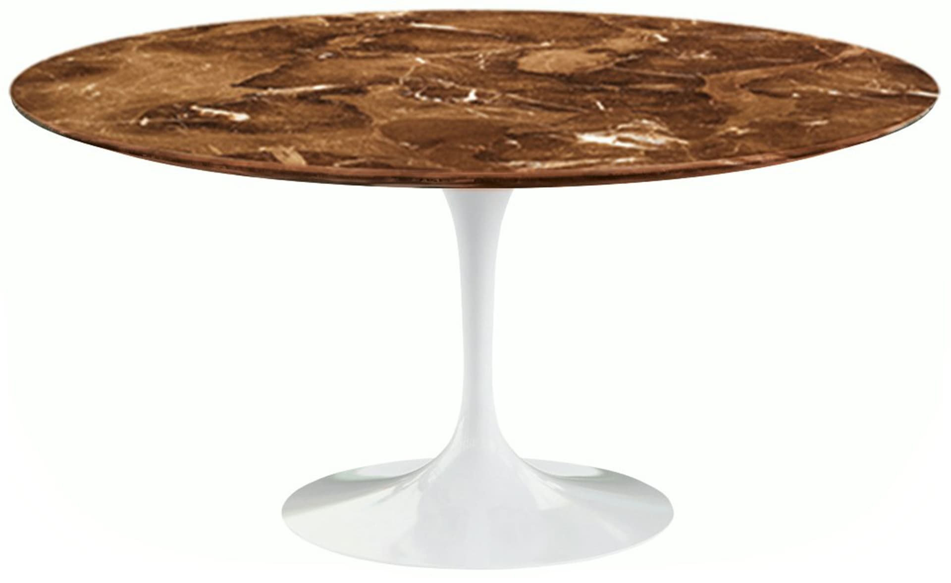 saarinen dining table - 60" round / high gloss - white / satin marble - espresso