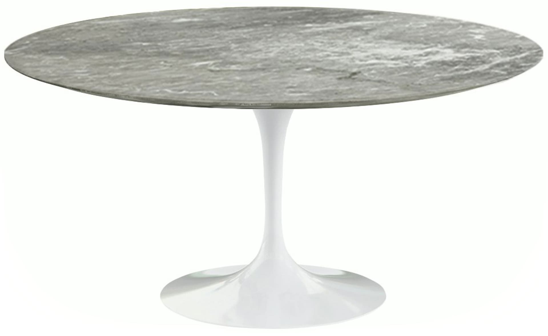 saarinen dining table - 60" round / high gloss - white / polished marble - grey