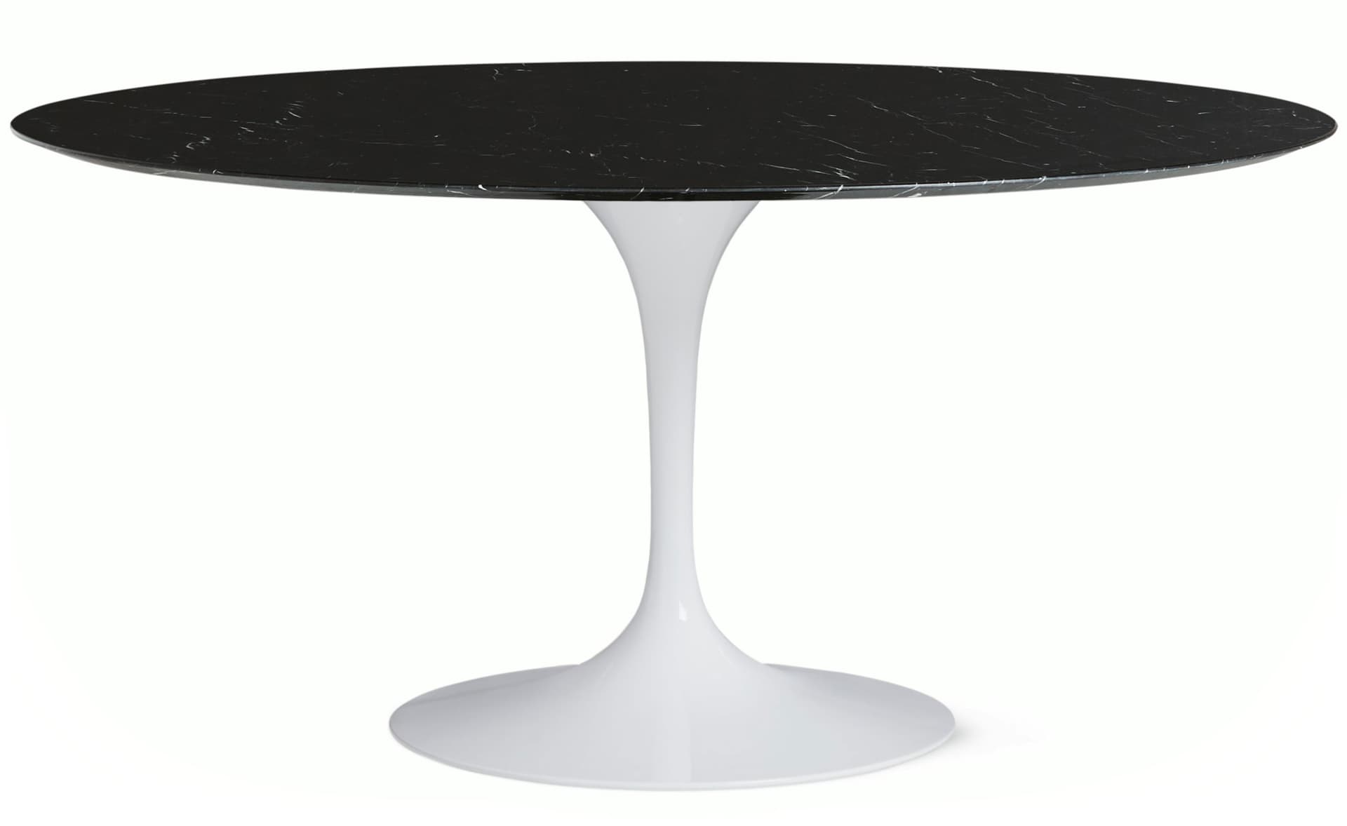 saarinen dining table - 60" round / high gloss - white / satin marble - nero marquina