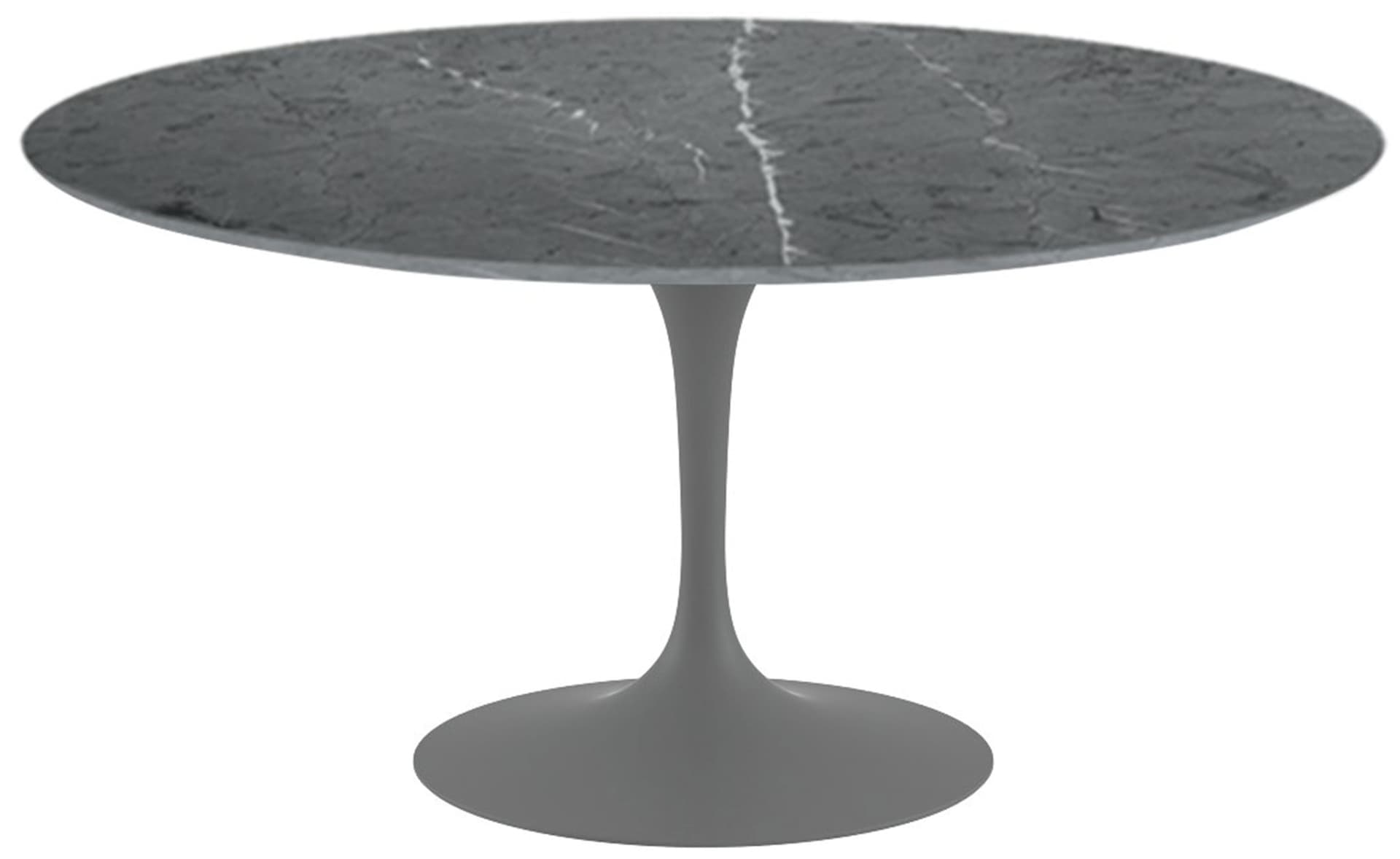 saarinen dining table - 60" round / satin - grey / polished marble - grigio marquina