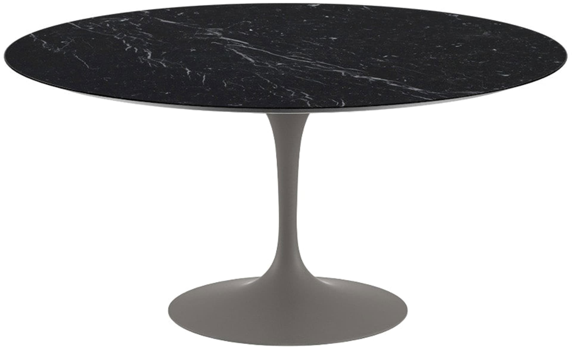 saarinen dining table - 60" round / satin - grey / satin marble - nero marquina