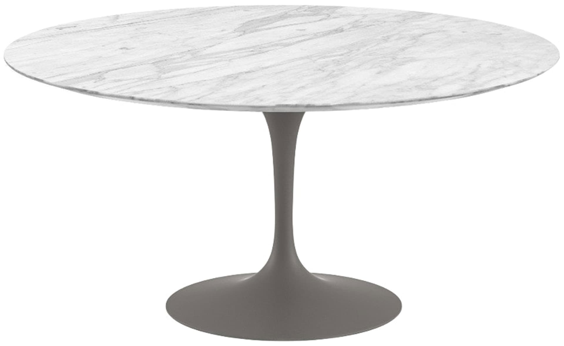 saarinen dining table - 60" round / satin - grey / satin marble - carrara