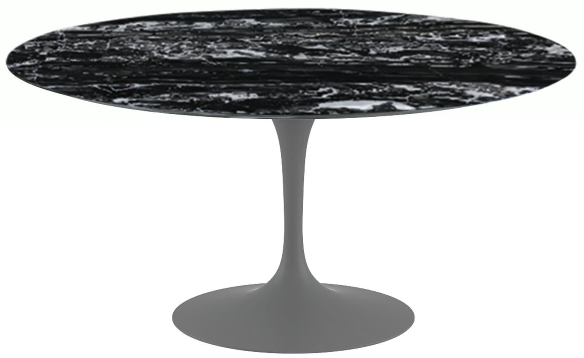 saarinen dining table - 60" round / satin - grey / polished marble - portoro