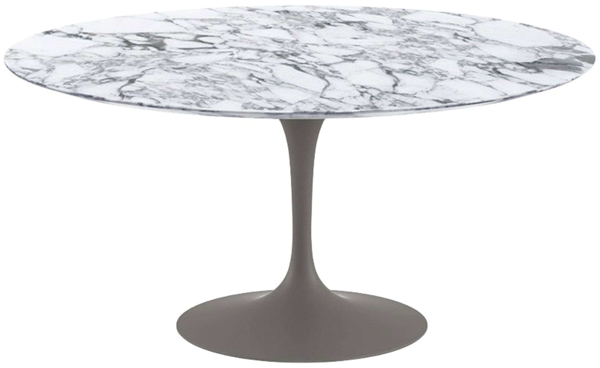 saarinen dining table - 60" round / satin - grey / polished marble - arabescato