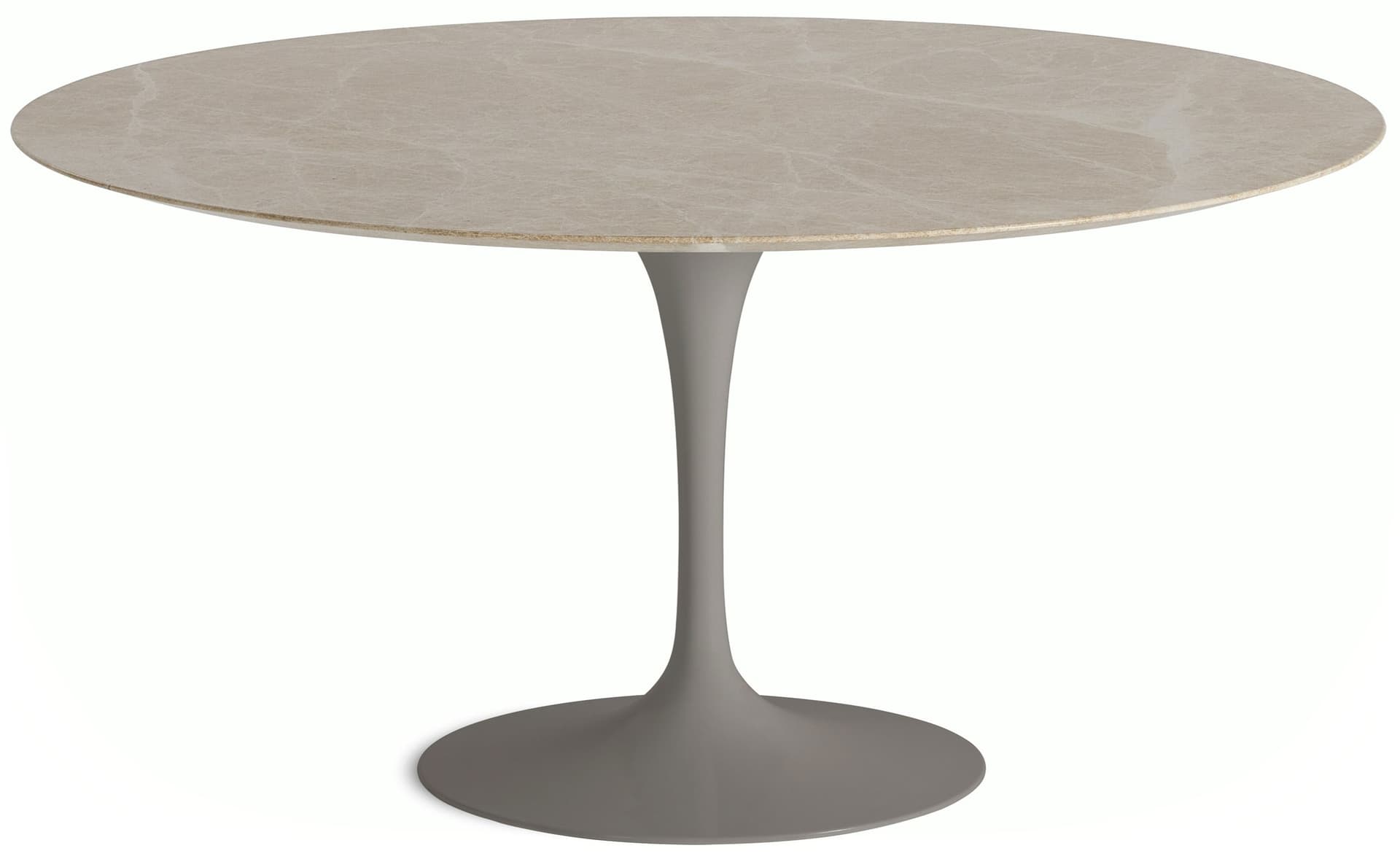saarinen dining table - 60" round / satin - grey / polished marble - emperador light