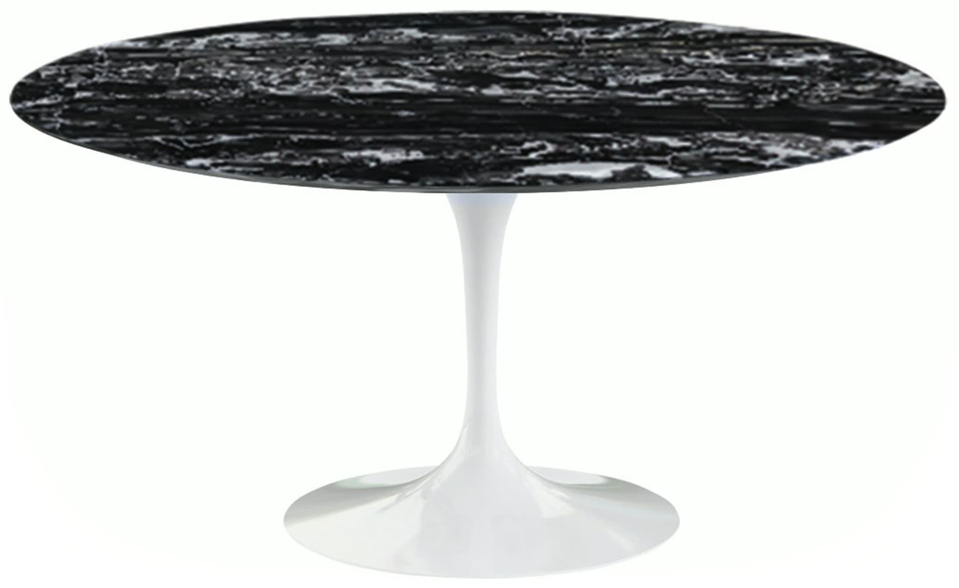 saarinen dining table - 60" round / high gloss - white / polished marble - portoro