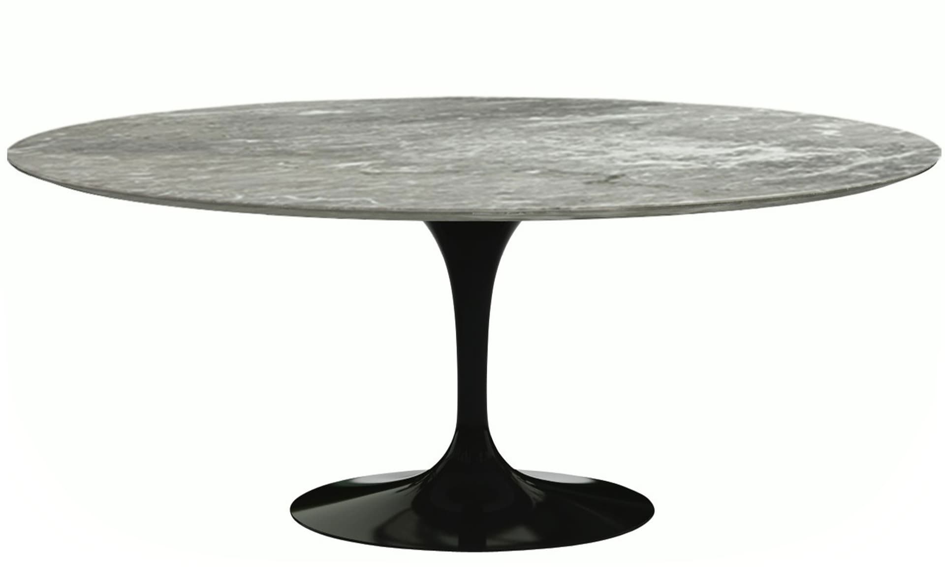 saarinen dining table - 72" oval / high gloss - black / satin marble - grey