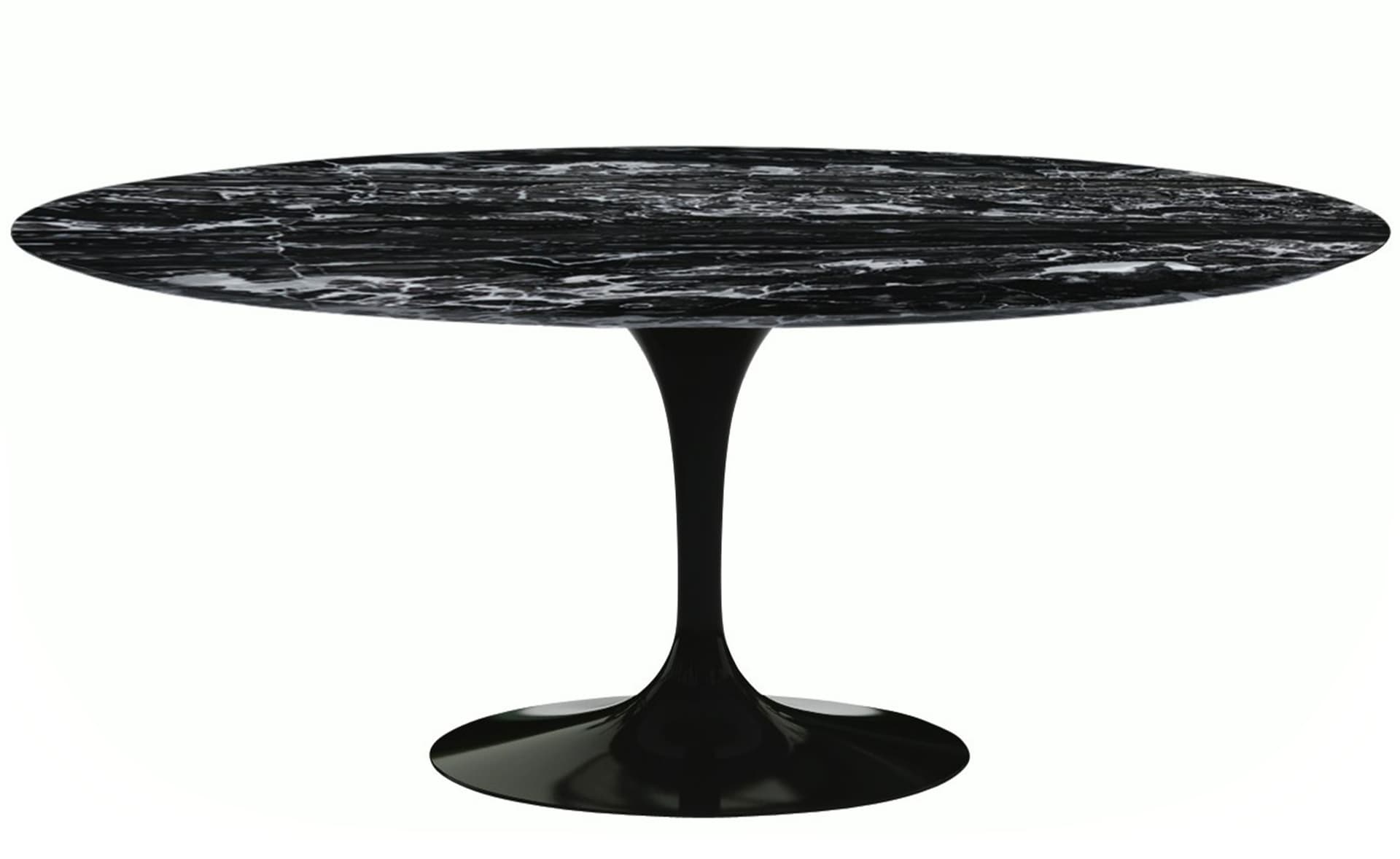 saarinen dining table - 72" oval / high gloss - black / satin marble - portoro