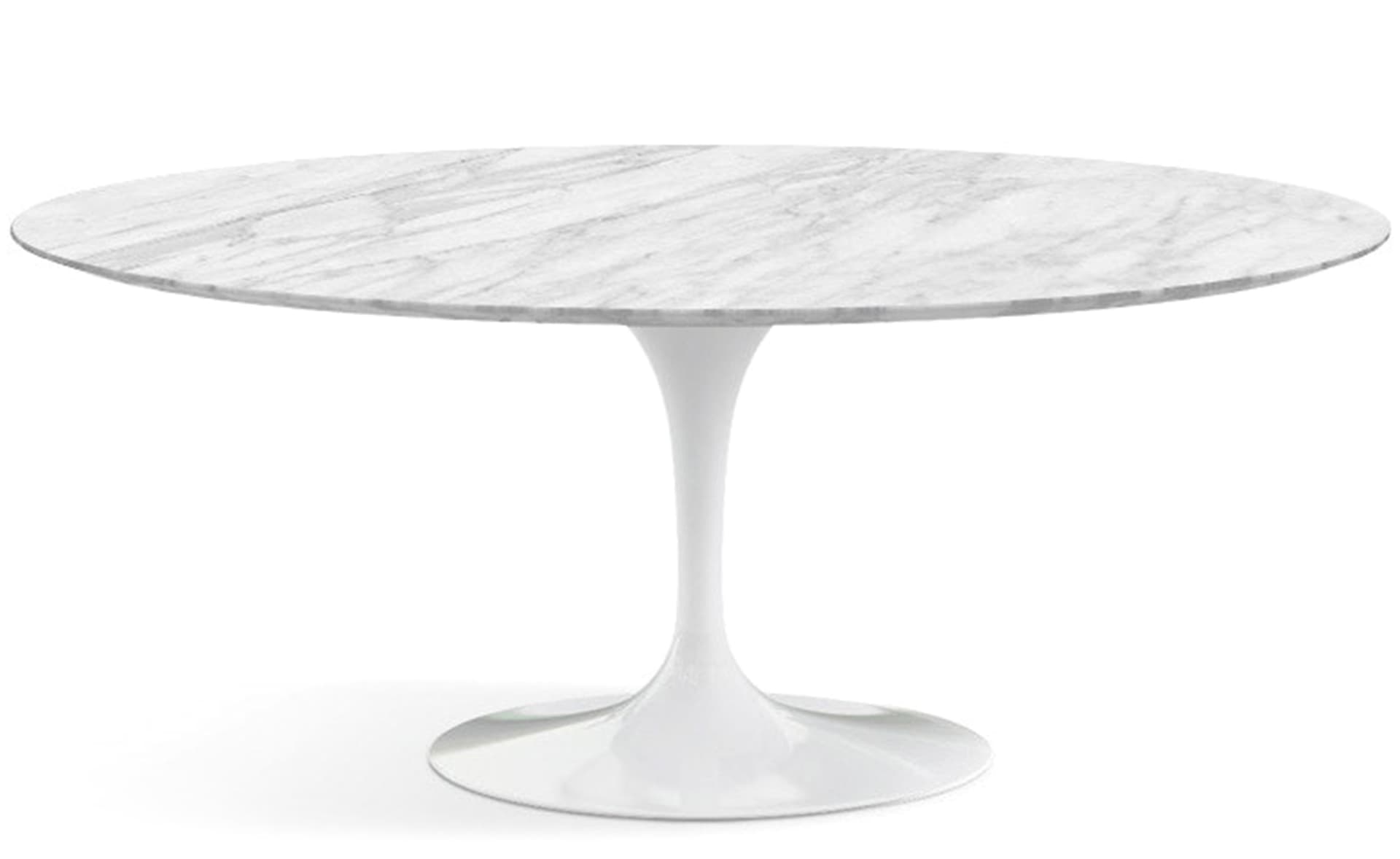 saarinen dining table - 72" oval / high gloss - white / polished marble - carrara